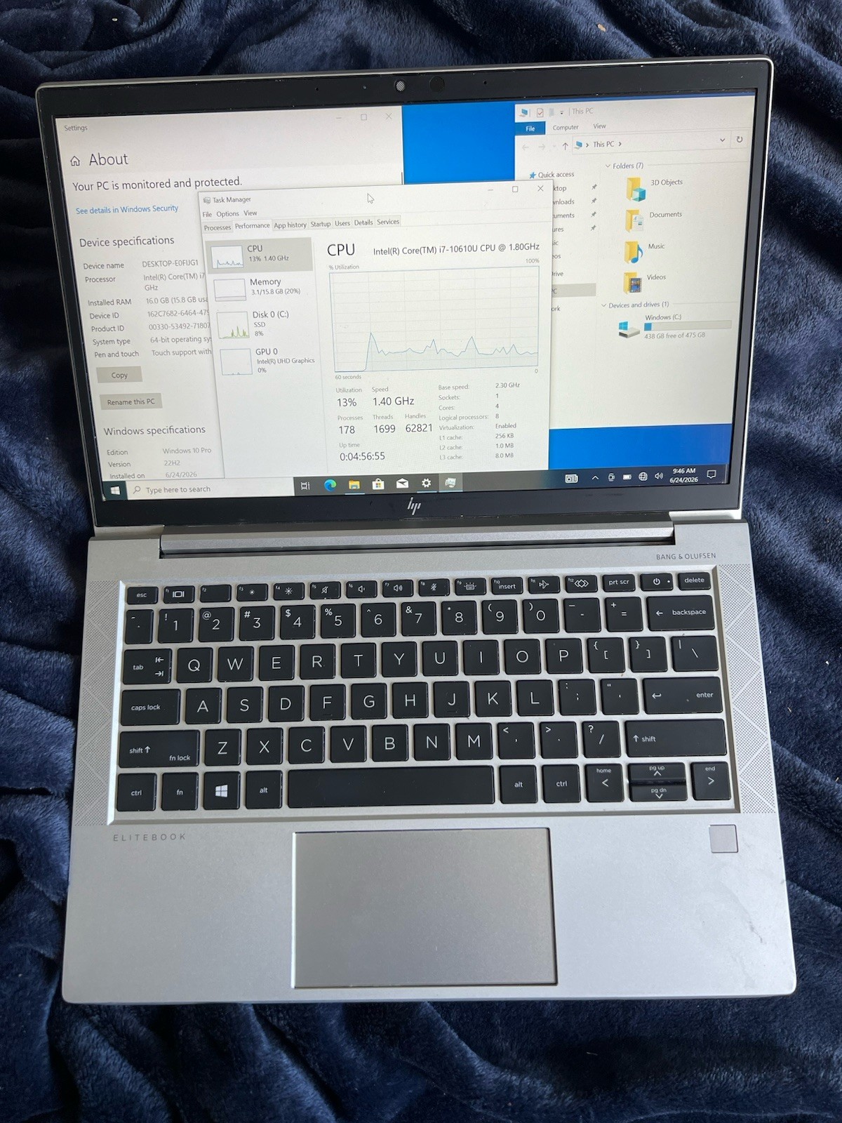 HP EliteBook 830 G7 13.3″ Touch i7-10610U 16GB RAM 512GB SSD FOR PARTS ONLY
