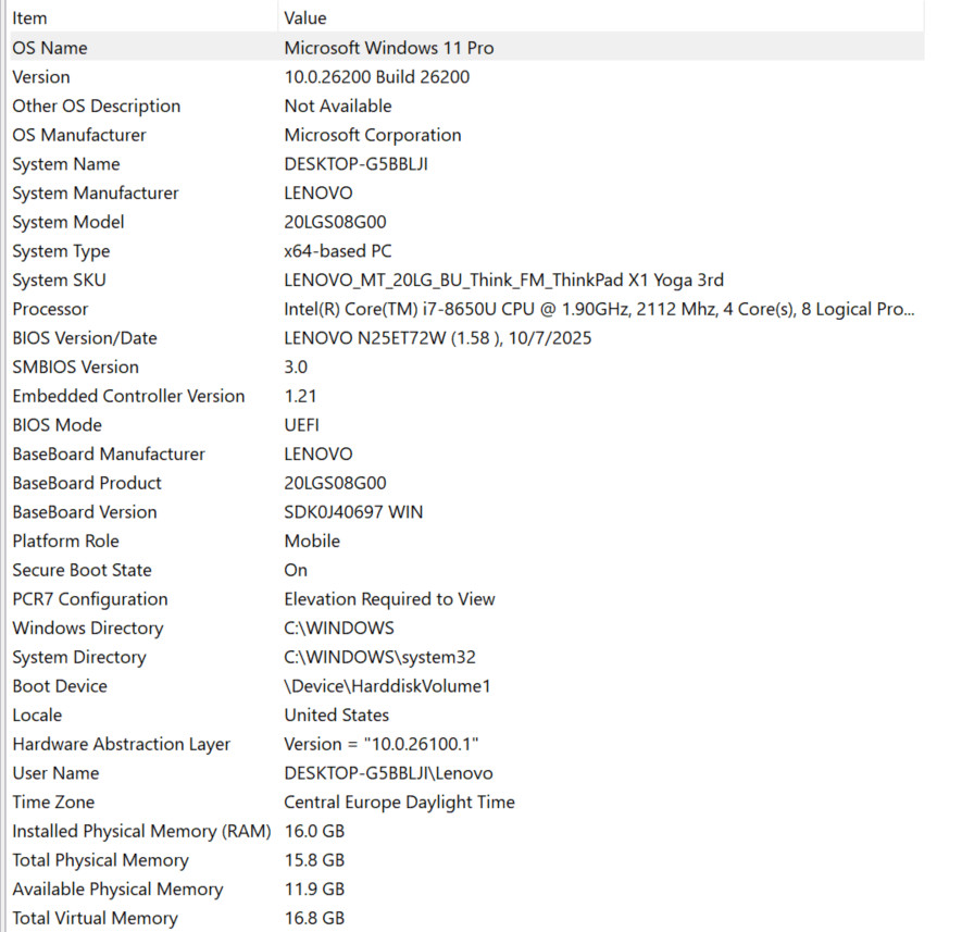 Lenovo ThinkPad X1 Yoga 3rd Gen i7-8650U, 16GB RAM, 512GB NVMe SSD, Charger