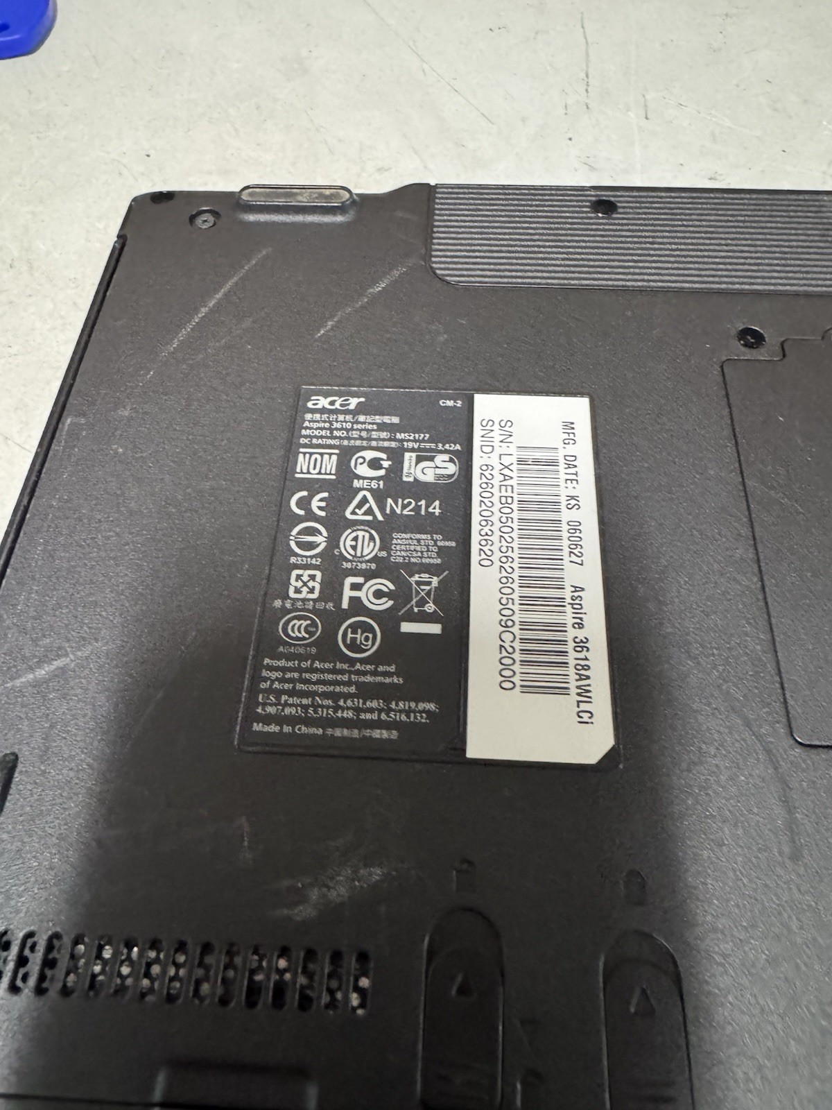 Acer Aspire 3610 Laptop Intel Centrino Windows XP Vintage Notebook