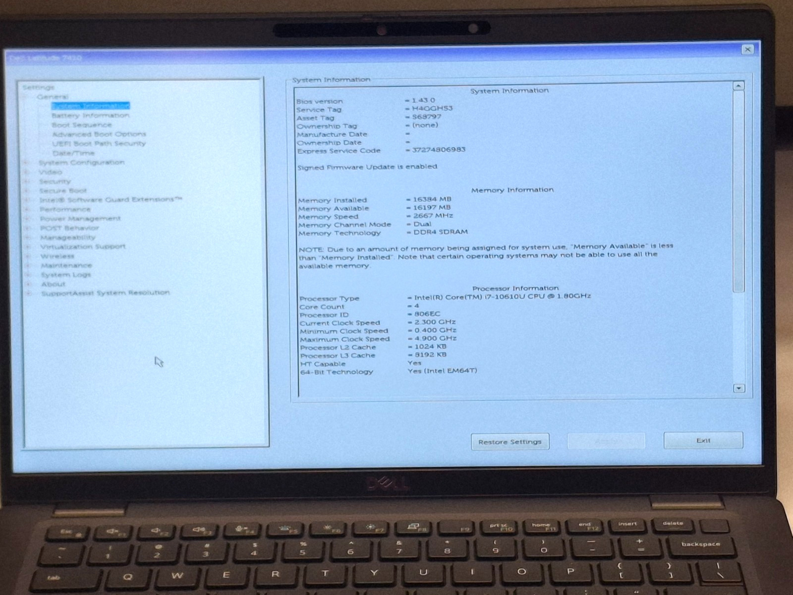 Dell Latitude 7410 14″ Intel Core i7-10610U 16GB Ram 256GB NVMe SSD Win 11 Pro