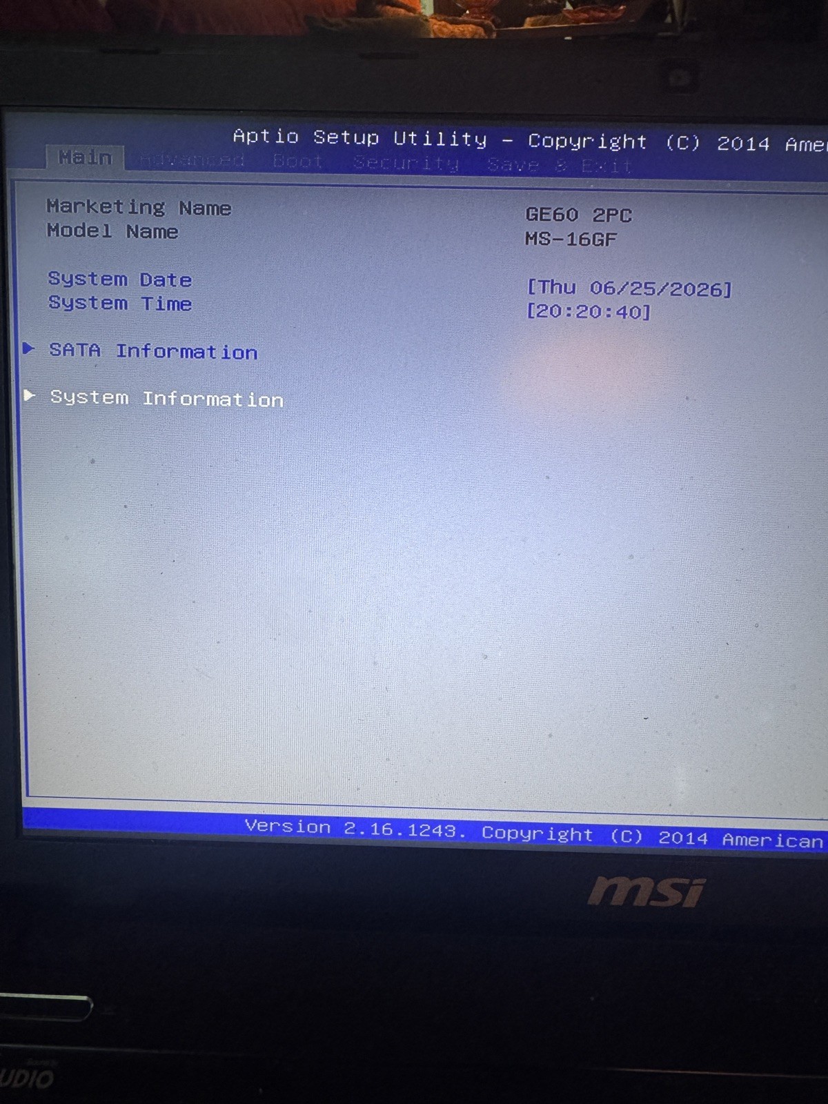MSI GE60 MS-16GF Gaming Laptop
