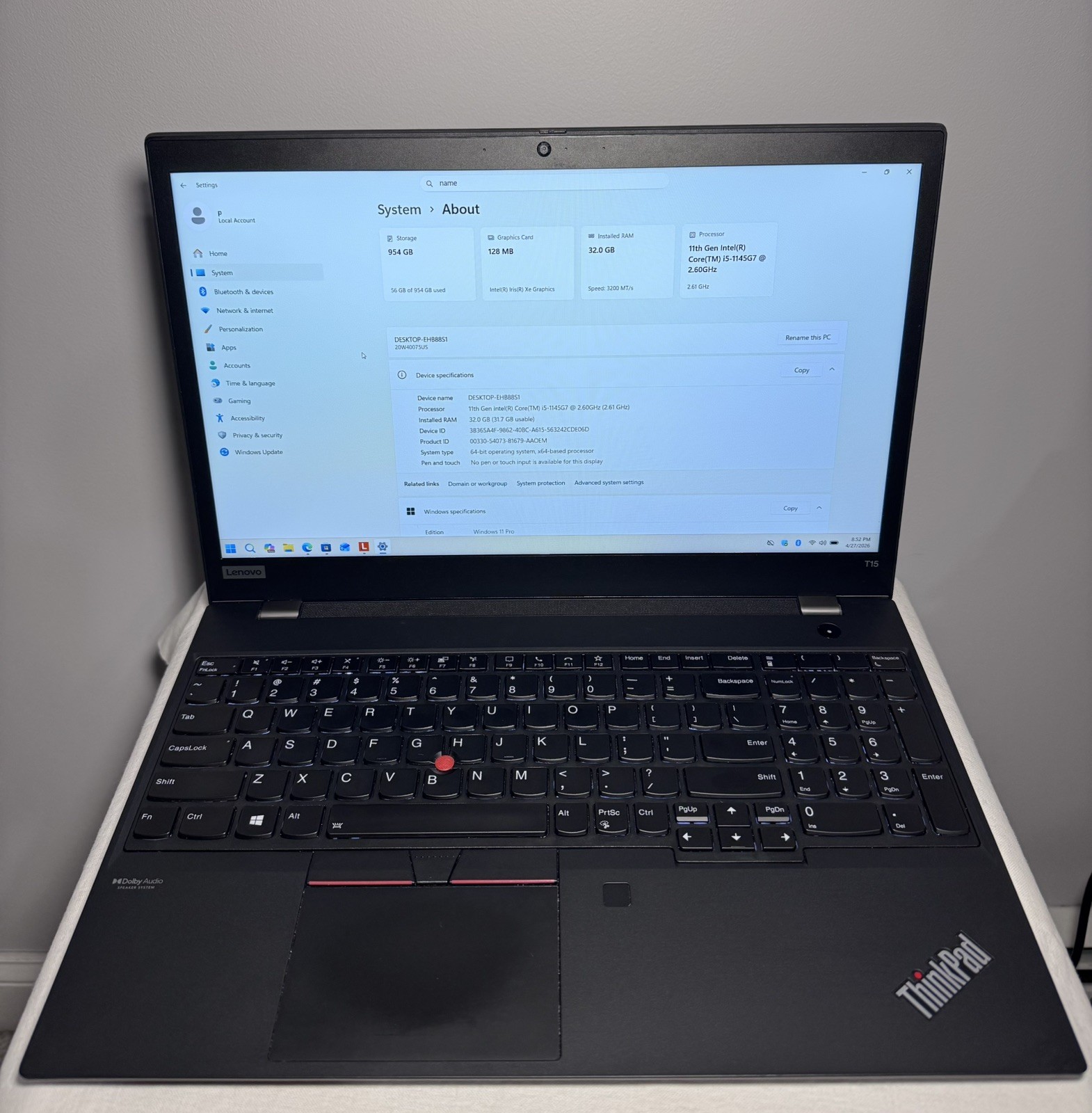 LENOVO ThinkPad T15 Gen2i i5 16.6″ 32GB RAM 1TB SSD WIN11P READ