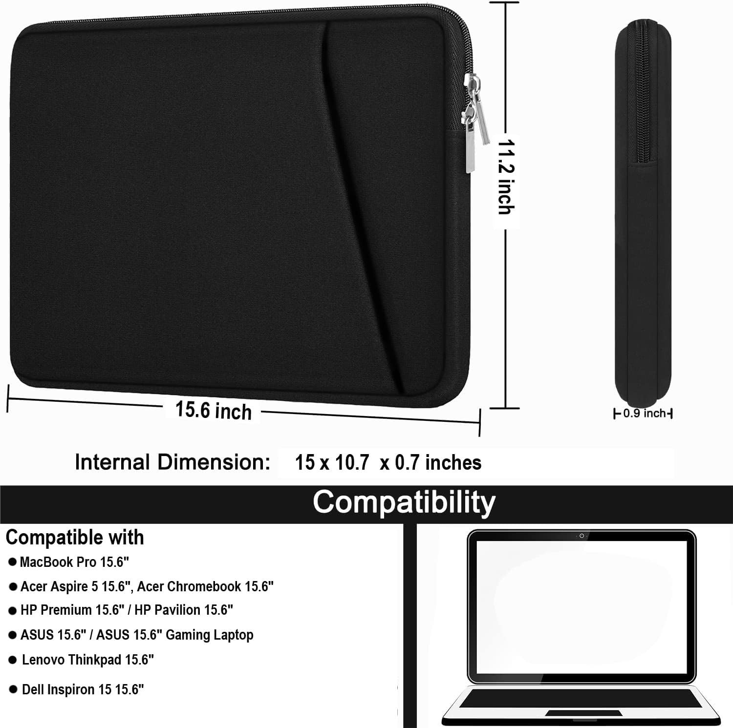 15.6-inch Laptop Briefcase Case for HP Dell Asus – Shockproof Protective Sleeve