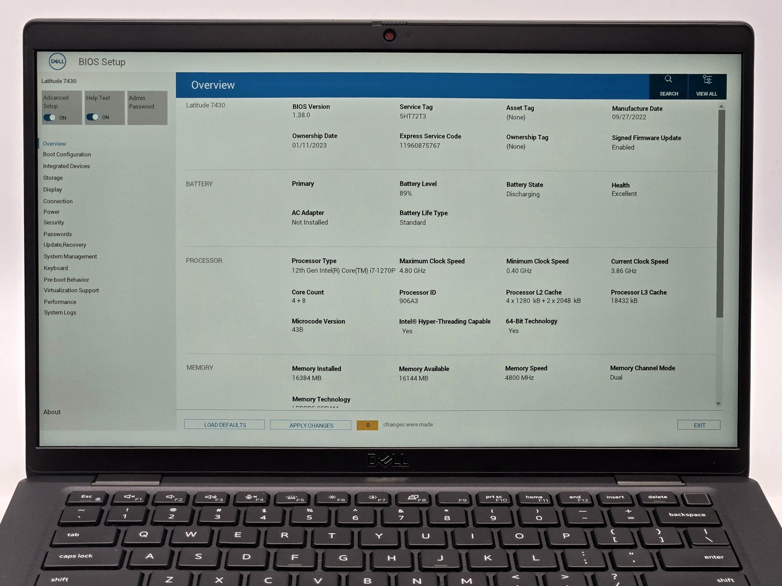 Dell Latitude 7430 14″ FHD I7-1270P 512GB SSD 16GB W11P Webcam Backlit FP Reader