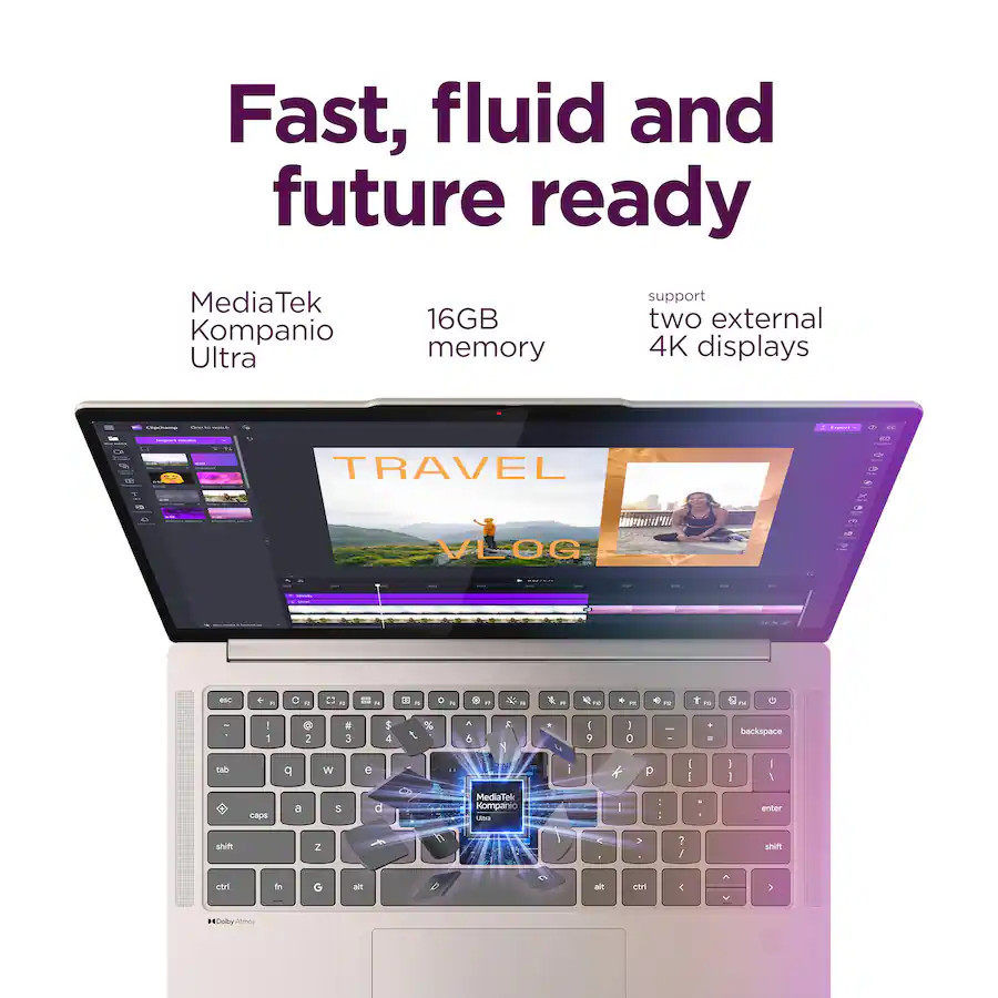 Lenovo Chromebook 14″ OLED 2K Touch Laptop MediaTek Kompanio Ultra 910 256GB UFS