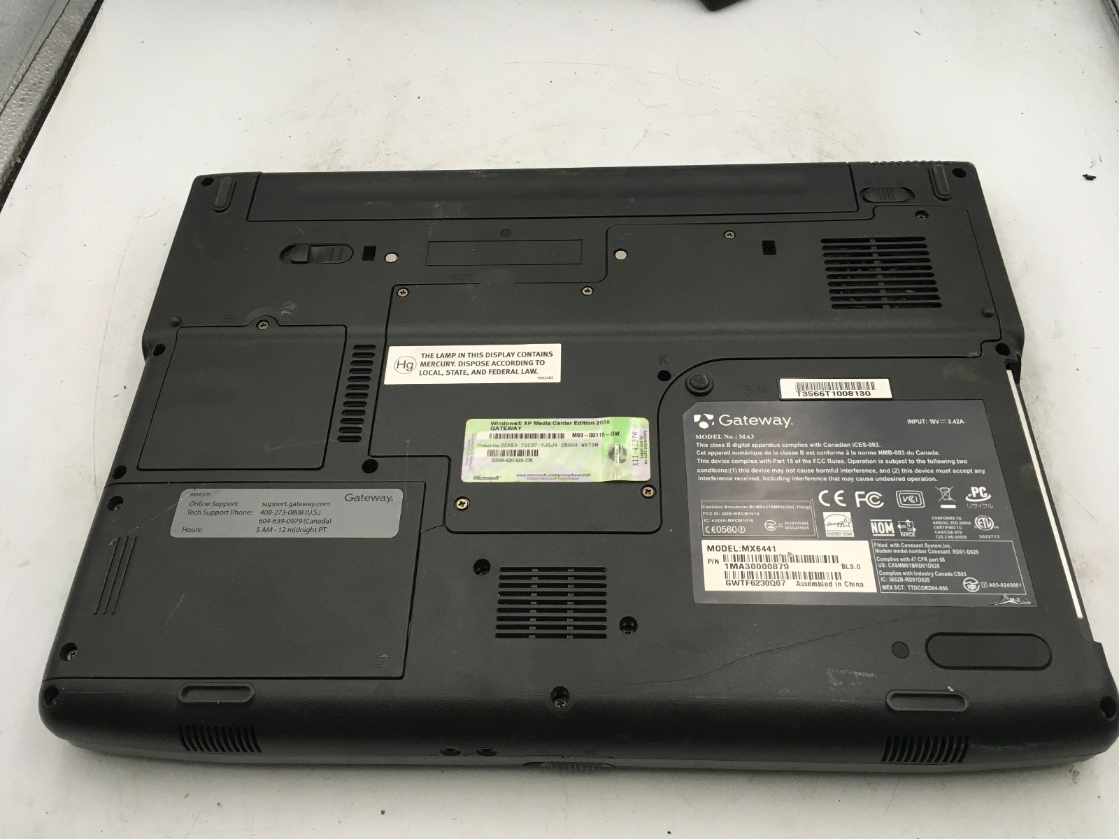 GATEWAY MA3 MX6441 – BOOTS TO BIOS – AMD TURION 64 – 1.5GB RAM – 15″ – READ – BB