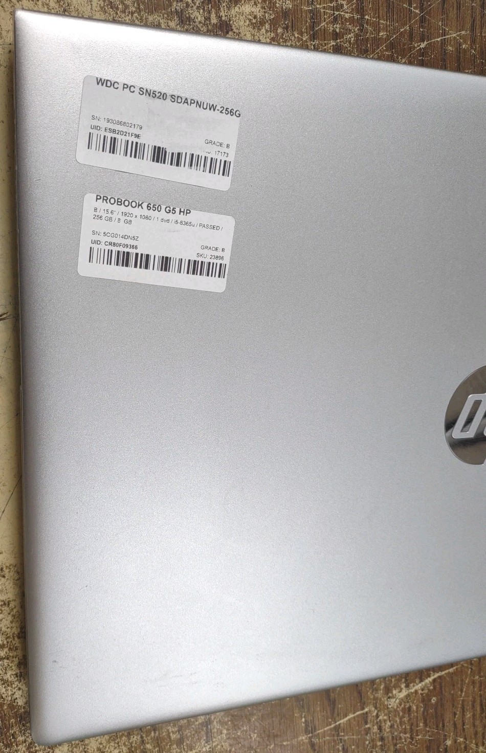 HP Probook 650 G5 LAPTOP 15.6 W/ i5-8365U 1.60GHz, 8GB, 256GB.