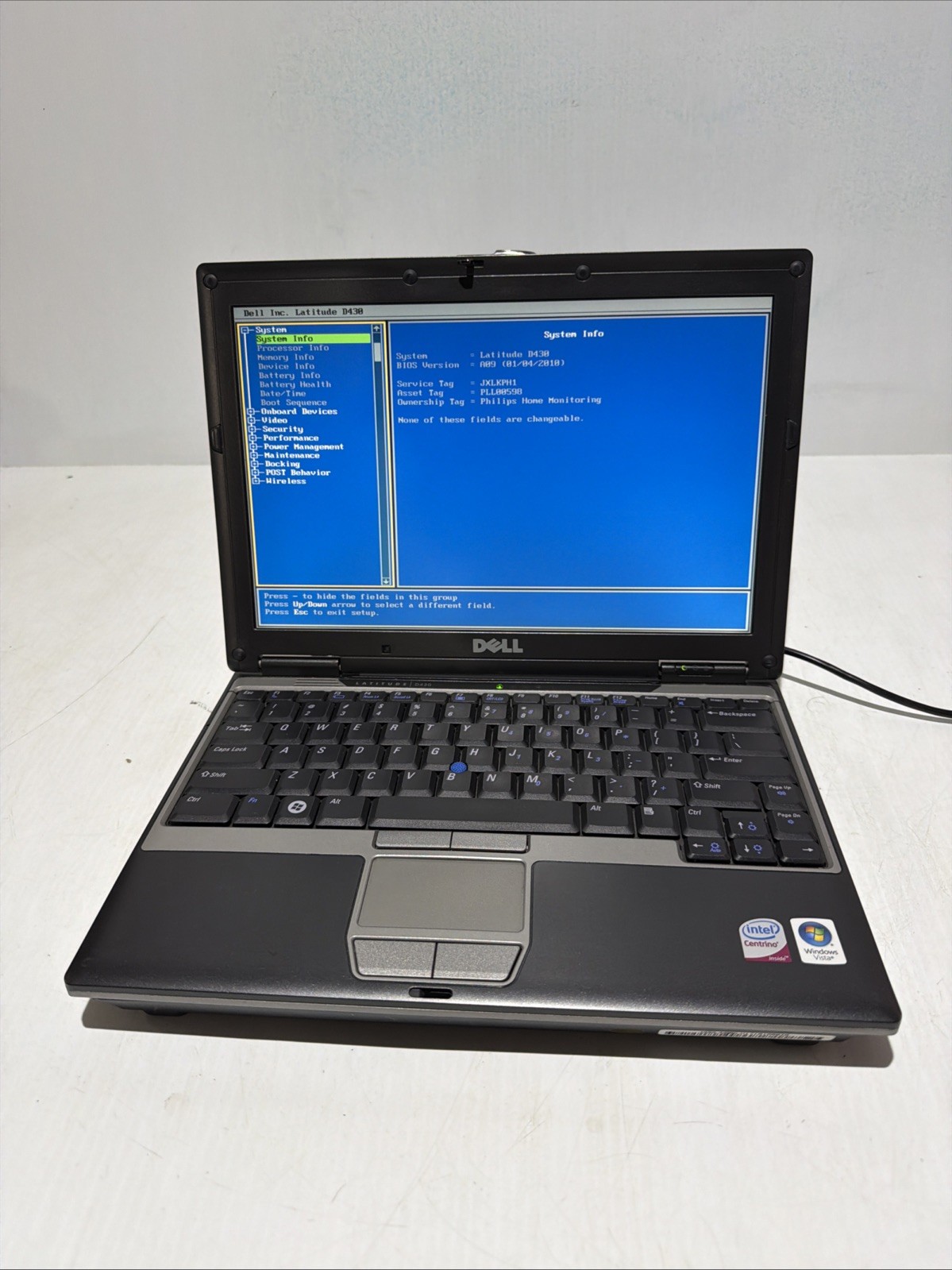 Dell Latitude D430 12″ Laptop Core 2 Duo 2gb Ram No Drives Boots Bios NO P/S