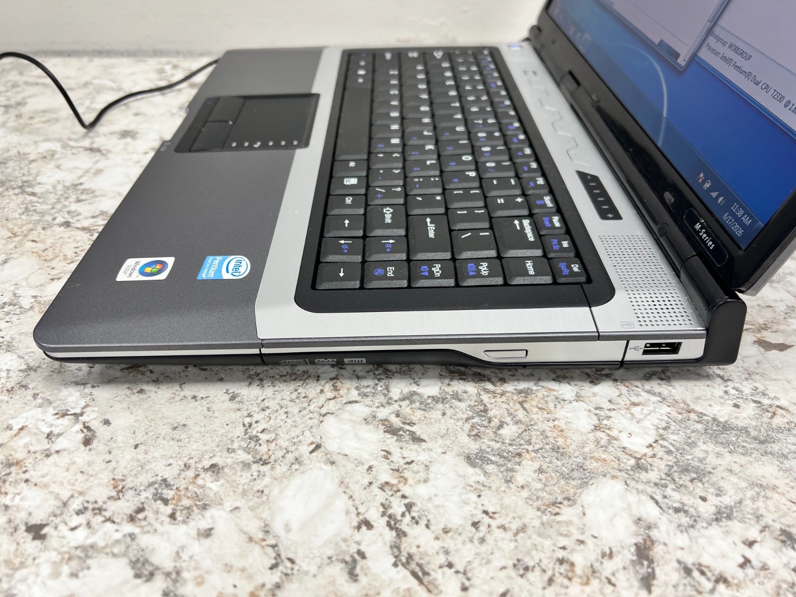 Gateway M-Series SA1 Laptop Pentium Dual T2330 1.6Ghz 1GB RAM 120GB SSD