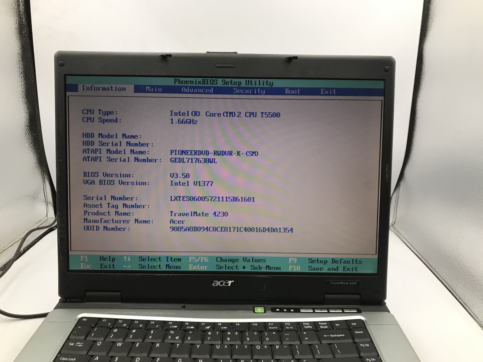 ACER TRAVELMATE 4230 – BOOTS TO BIOS – INTEL 2 T5500 – 2GB RAM – READ DESC – BB!