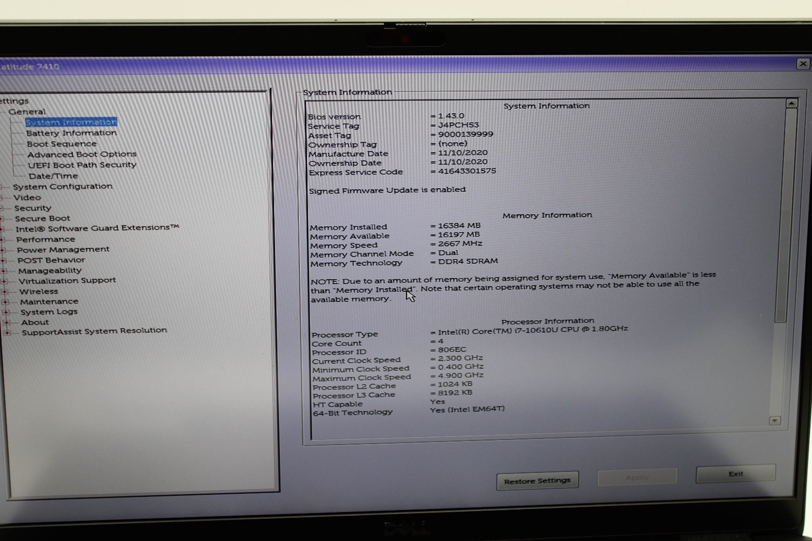 Dell Latitude 7410 _ i7-10610U @ 1.8 GHz _ 16GB RAM _ 512GB SSD _ Win11Pro