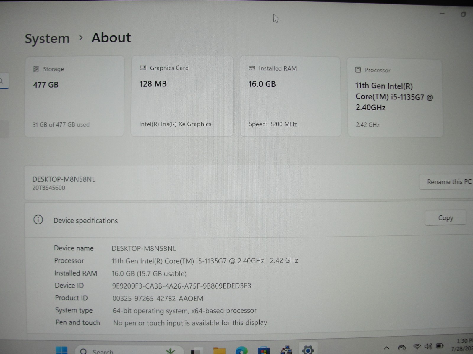 Lenovo ThinkPad E14 Gen 2 14”FHD Core i5-1135G7 2.4GHz 16GB SSD Reset 512GB