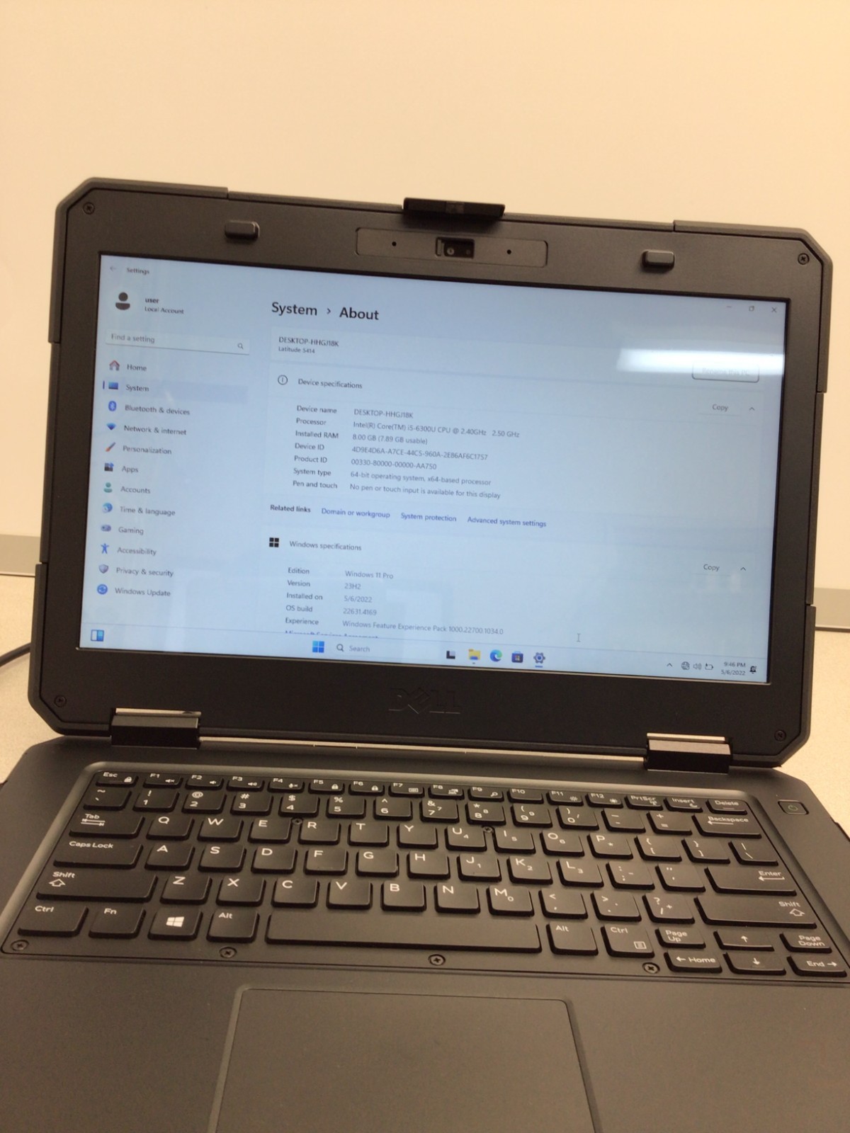 Dell Latitude 5414 14″ 256GB SSD Core i5-6300U, 2.40GHz, 8GB !!BAD BATTERY!!