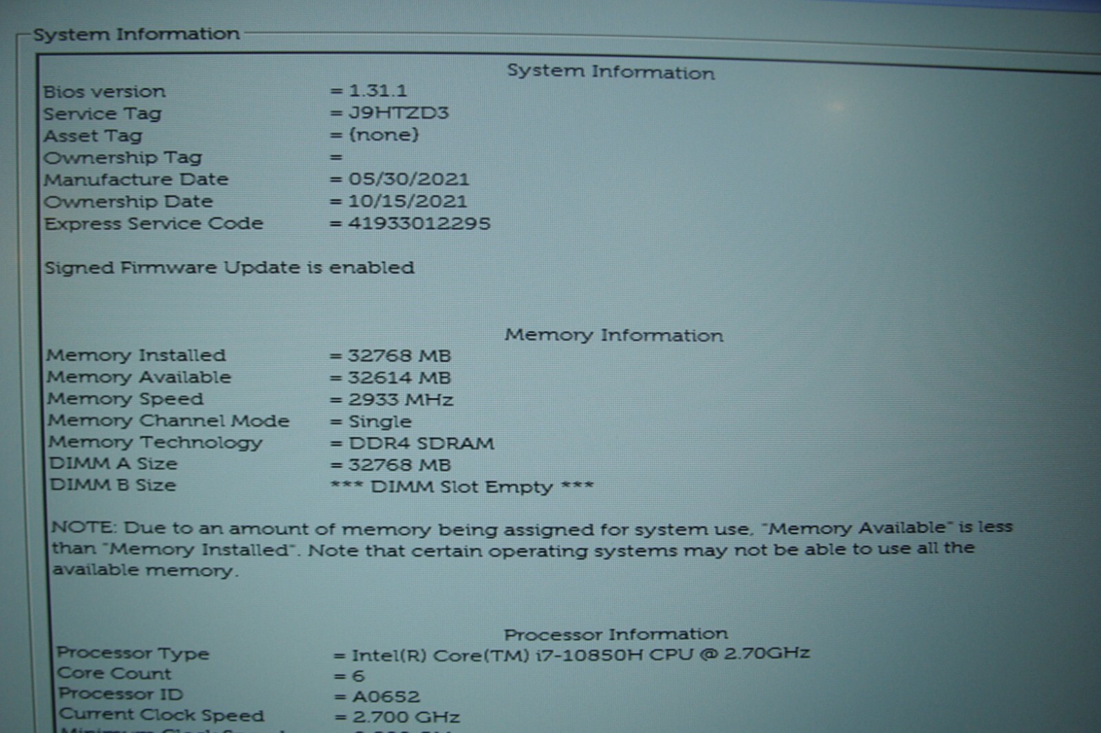 Dell Precision 3551 15.6″FHD i7-10850H NVIDIA P620 2.7GHz 32GB 512GB +Charger
