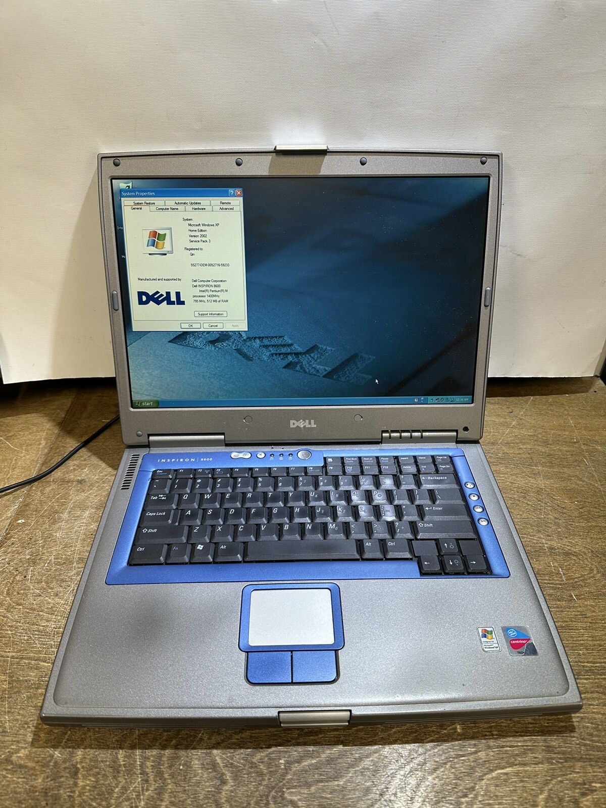 VINTAGE DELL INSPIRON 8600 WINDOWS XP LAPTOP WSXGA+ GEFORCE 5200 BAD BATTERY