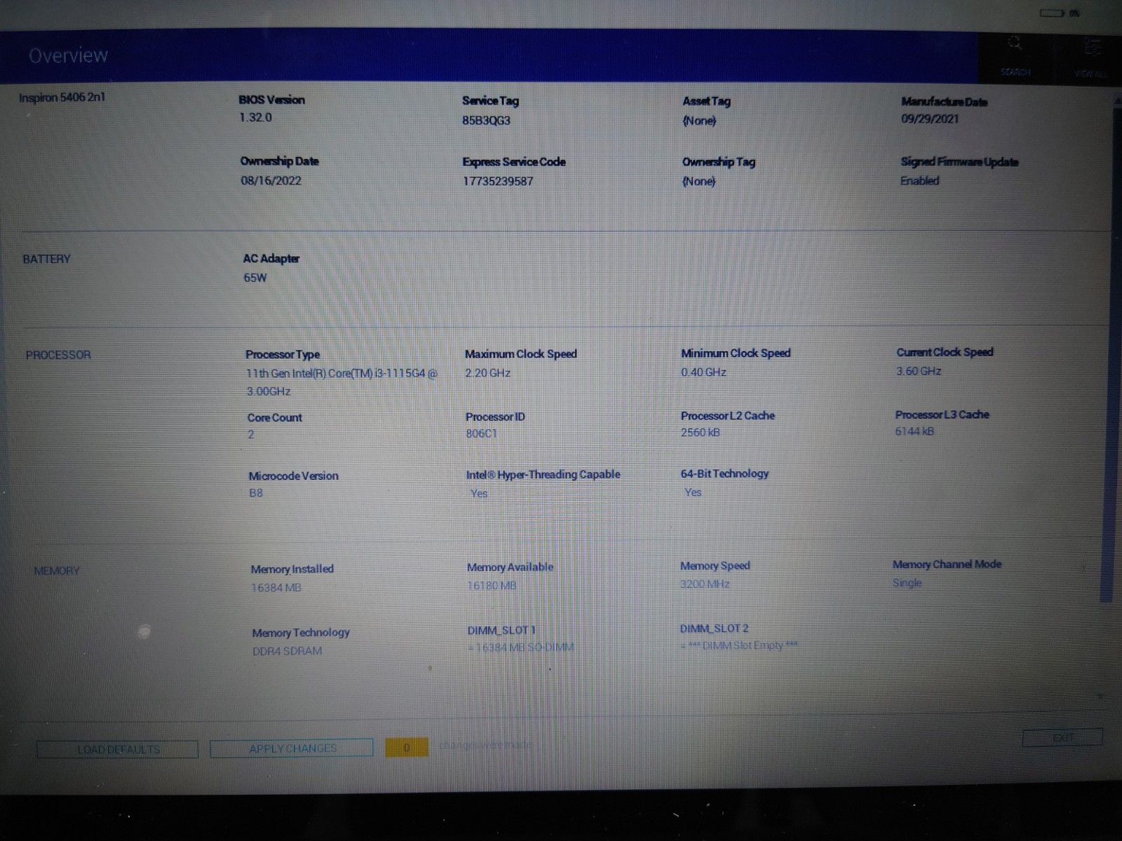Dell Inspiron 5406 2-n-1 14″ i3-1115G4 16GB RAM No OS/SSD *READ*