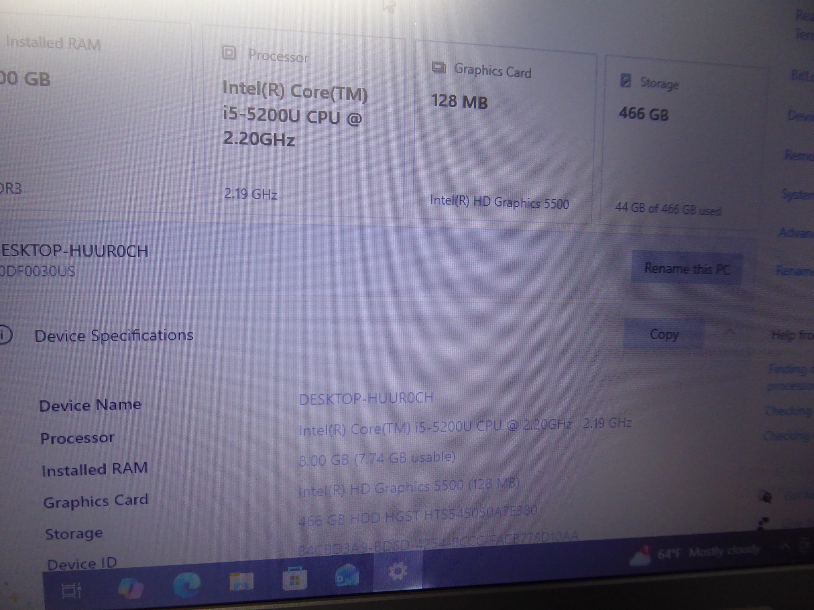 LENOVO THINKPAD E550 15.6″ i5-5200u 2.2GHz 8GB 500GB WINDOWS 10 PRO