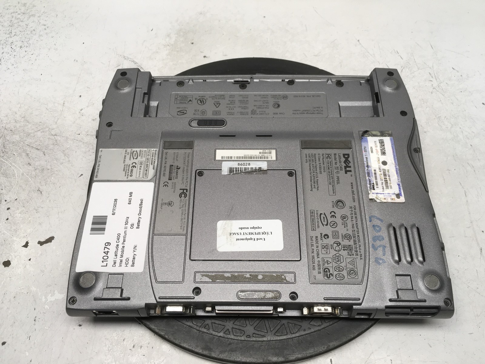 Dell Latitude C400 Intel Mobile Pentium III 1GHz 640 MB NO HDD No Batt