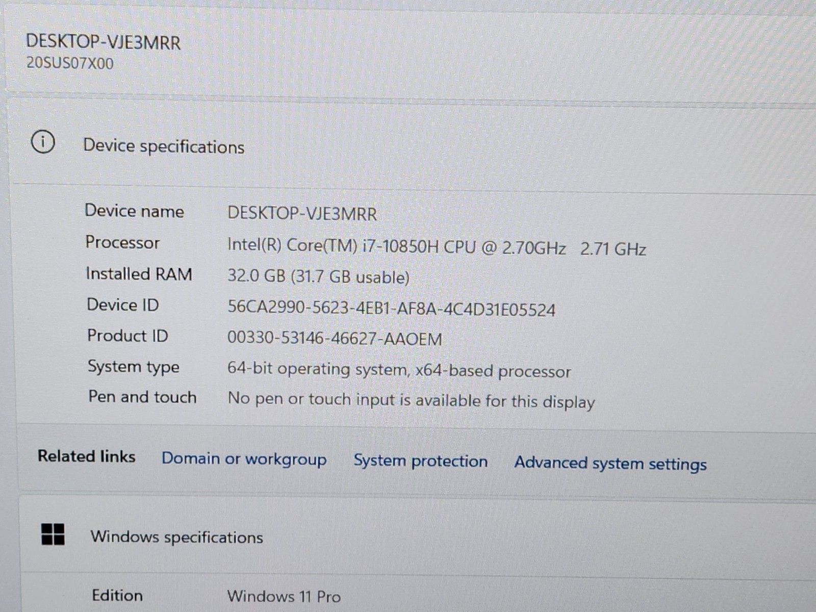 Lenovo ThinkPad P15 Gen 1 15.6 i7-10850H 32GB 512GB SSD Quadro T1000 EXCELLENT ~