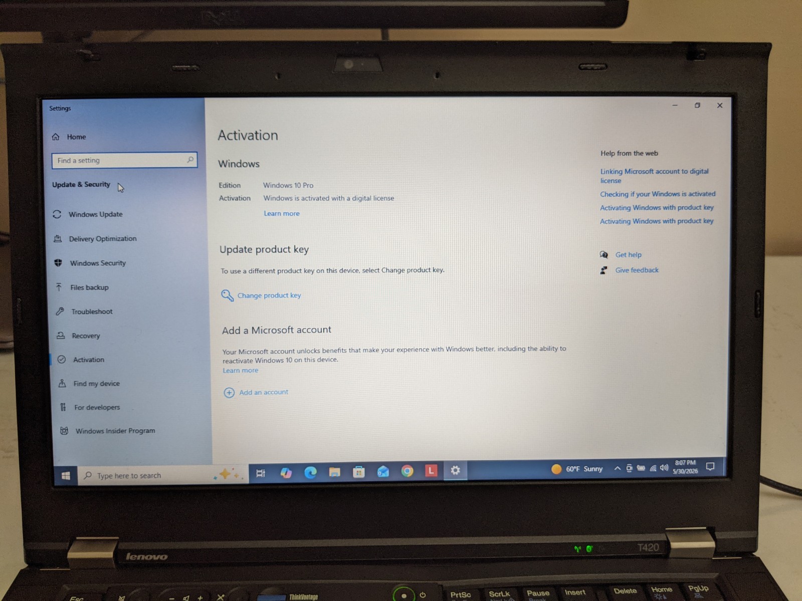 Lenovo ThinkPad T420 Quad Core i7 2720QM 8GB 250GB SSD Win 10 Pro – Grade A
