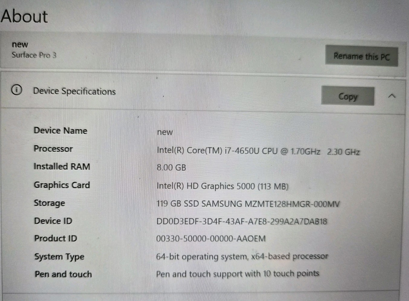 Microsoft Surface Pro 3 i7-4650U 8GB RAM 128GB SSD Windows 10 Pro Tablet