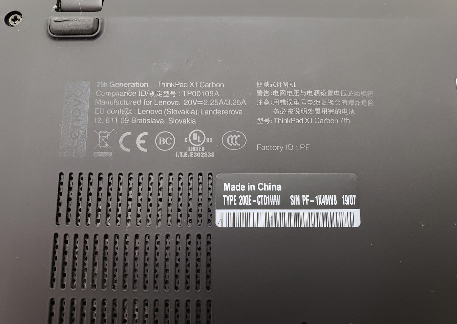 Lenovo ThinkPad X1 Carbon Gen 7 Laptop, i5-8th 16GB 256GB, Backlit KB Win 11 Pro