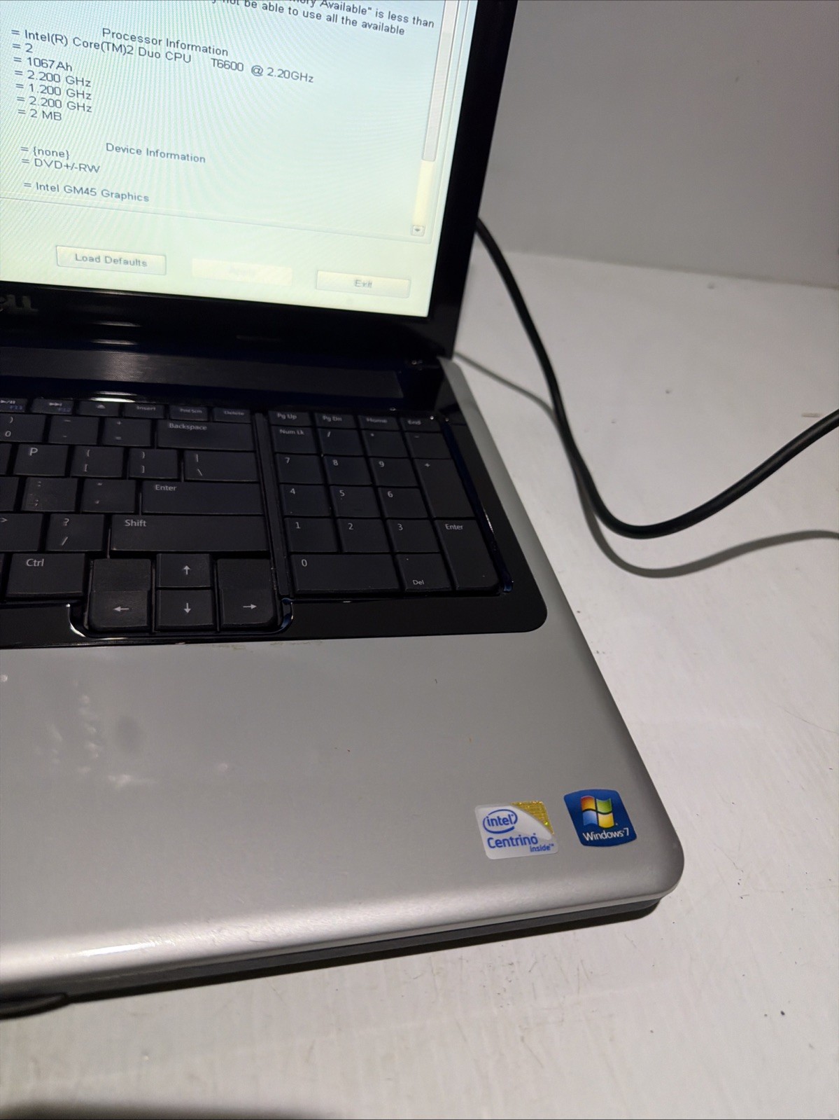 Dell Inspiron 1750 17″ Laptop Core 2 Duo T6600 2gb Ram NO Drives Boots Bios