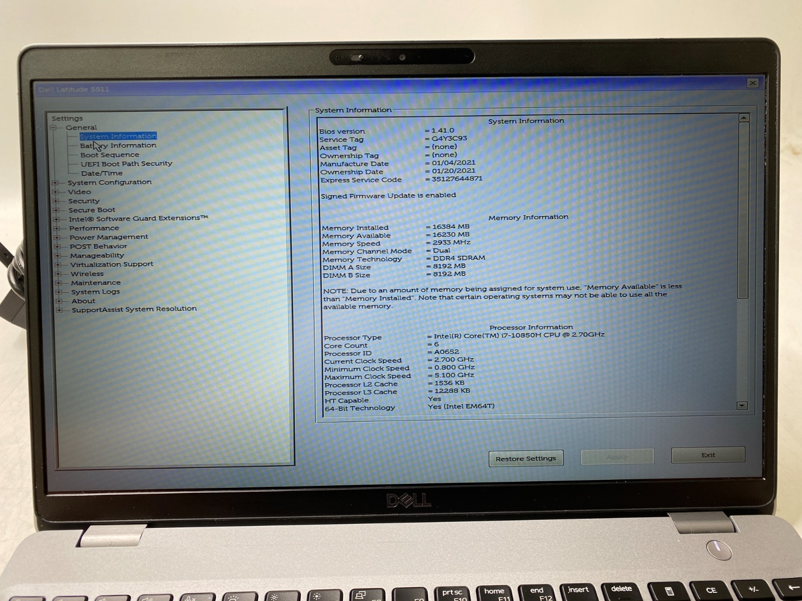 Dell Latitude 5511 15.6″ i7 16GB DDR4 256GB SSD MX250 Win11H- Chipped Bottom