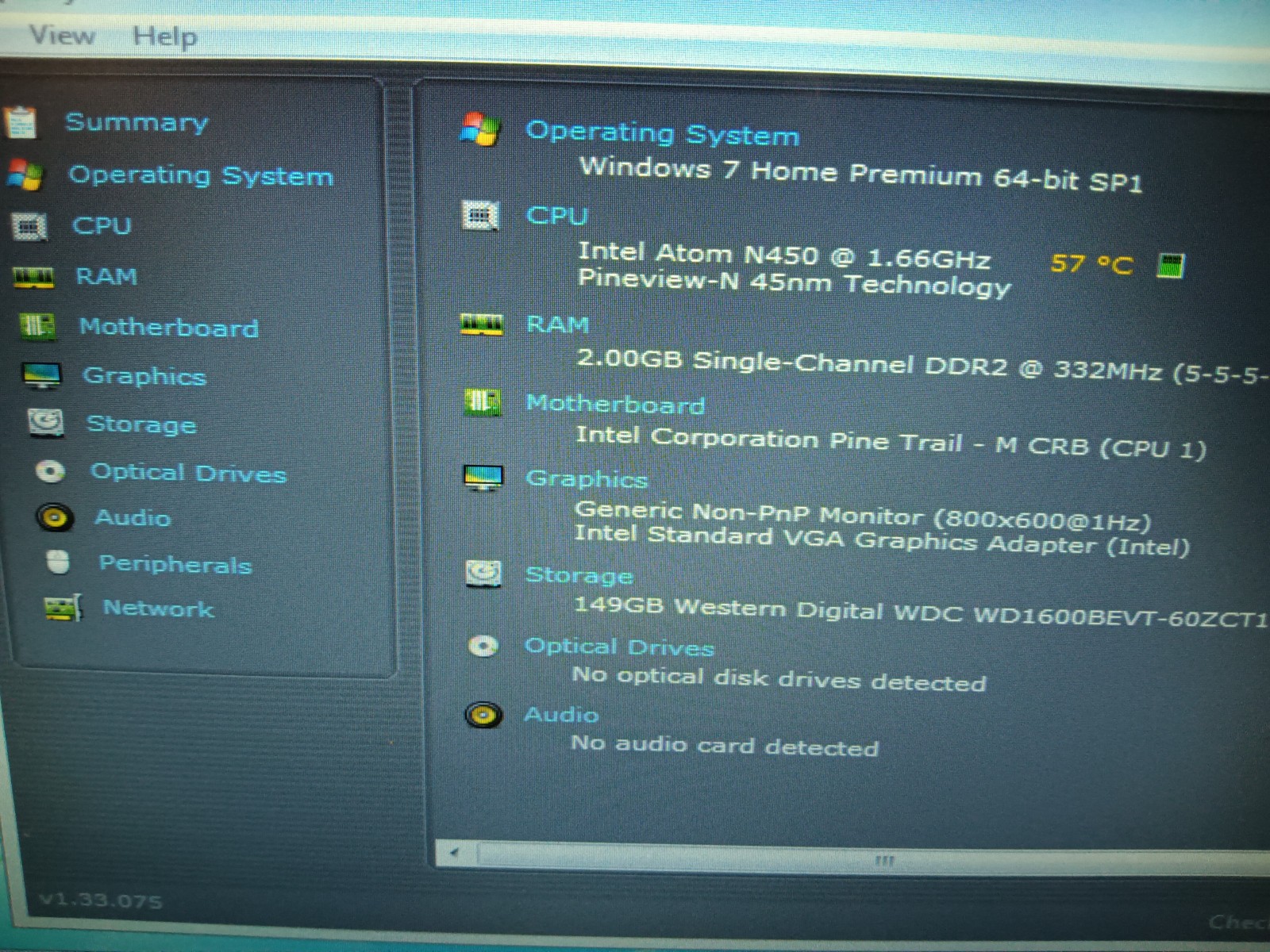 Sylvania SYNET582-BK / Atom N450 1.66ghz/2gb/160gb/Windows 7 Home/9″ Lcd/ Vga