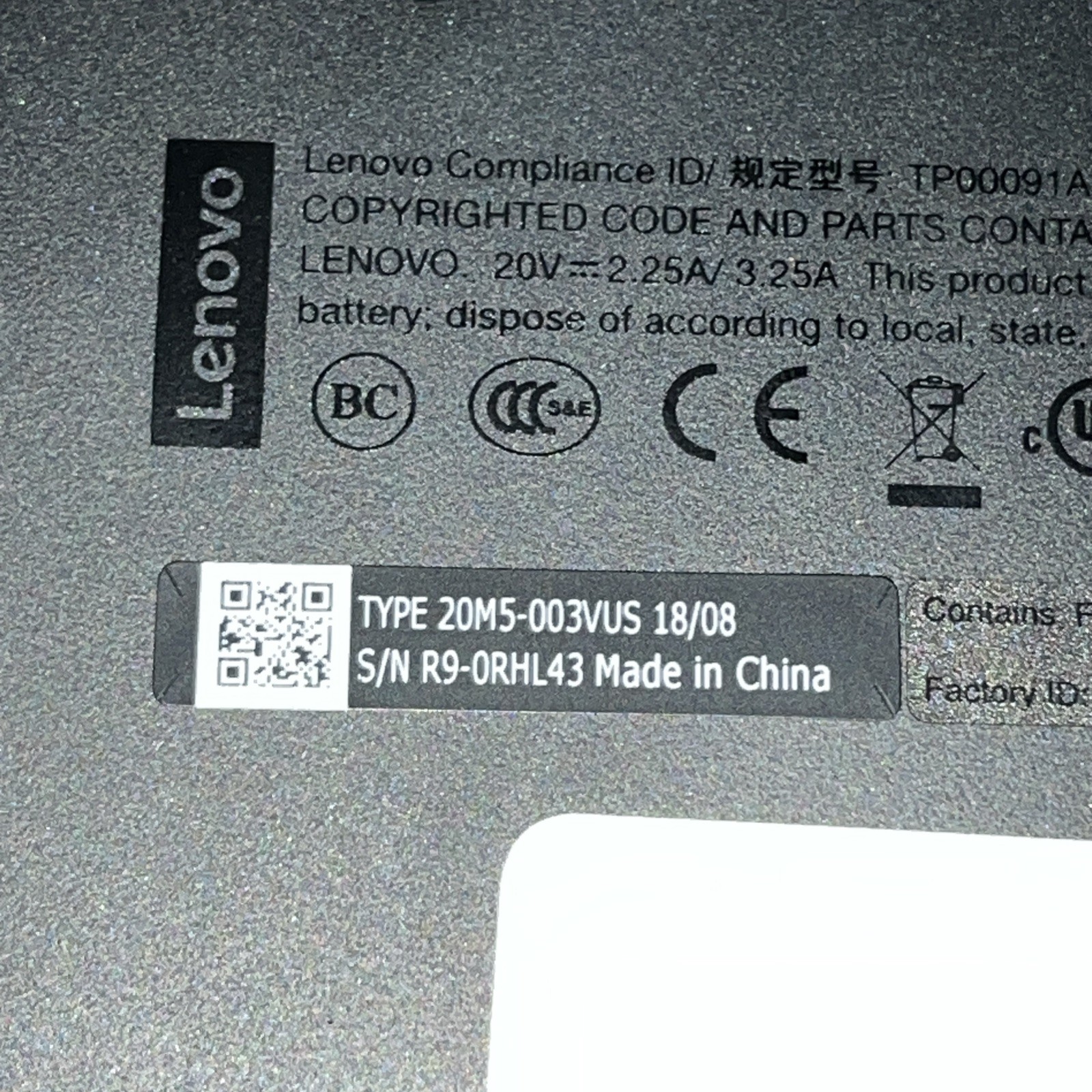 LENOVO THINKPAD L380 INTEL CORE I3-8130U 2.20GHZ 8GB RAM NO HD