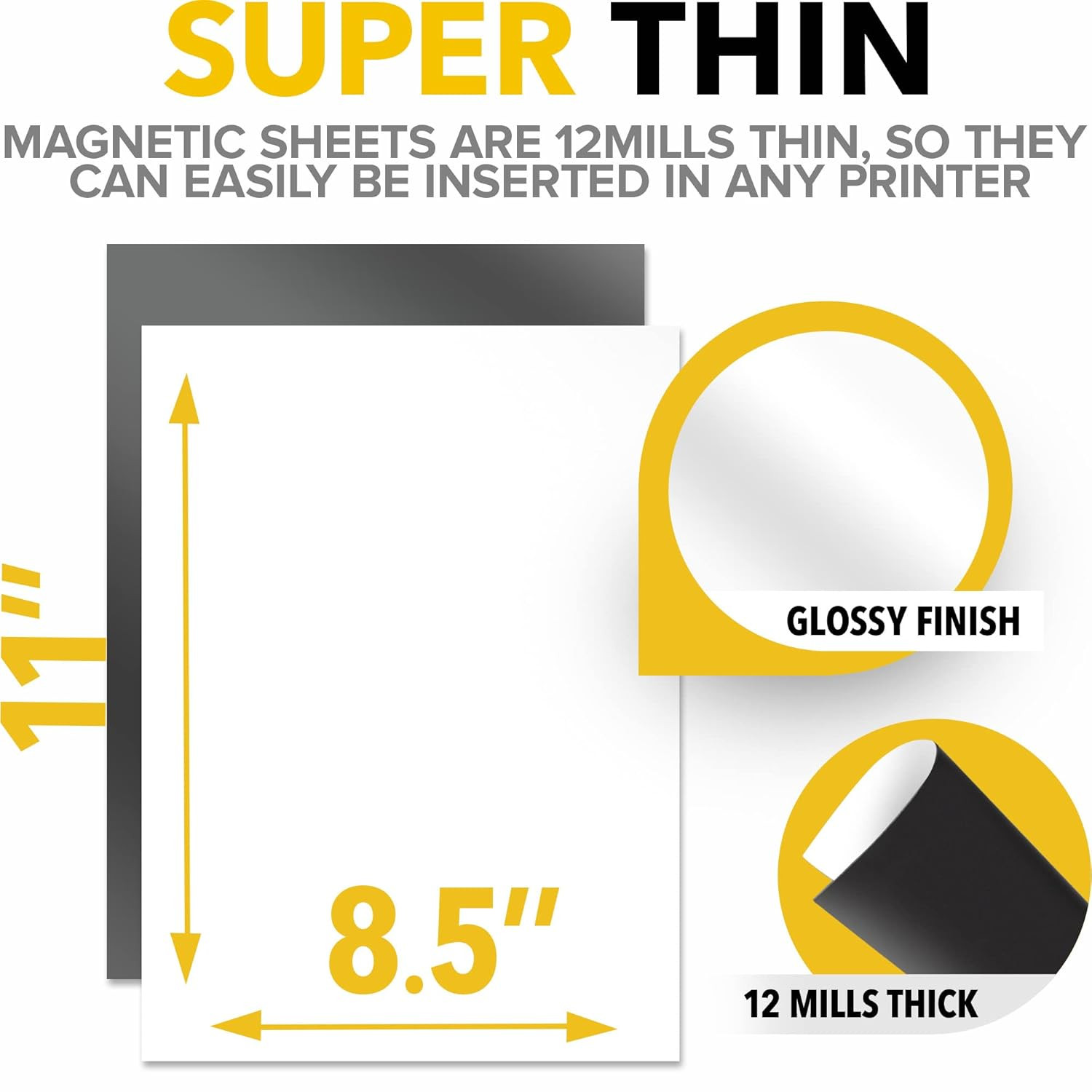 Printable Magnetic Sheets 5 Pcs Glossy (8.5″X11″/22X28Cm) – Inkjet-Optimized Fle