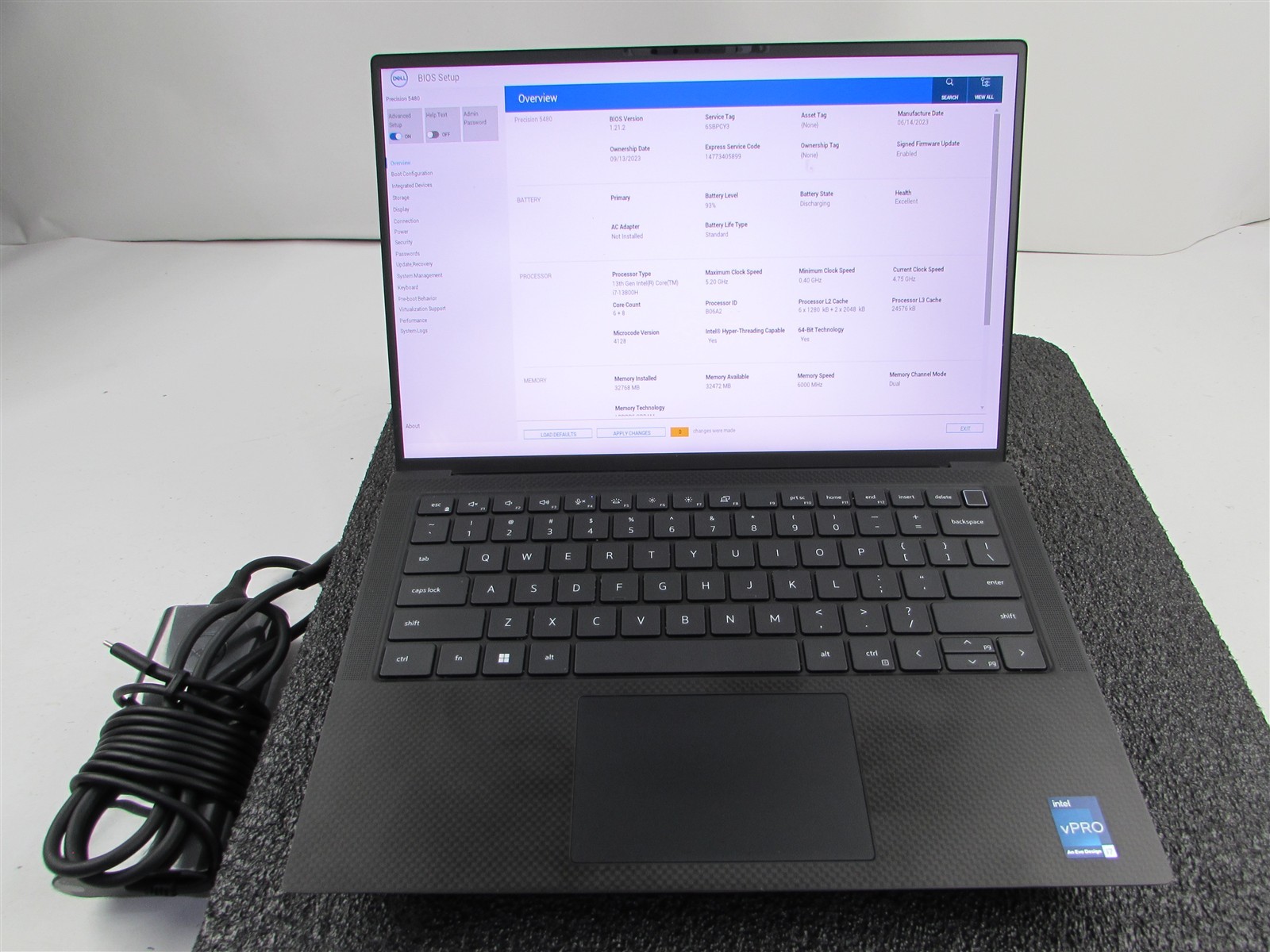 DELL PRECISION 5480 1920X1200 CORE I7-13800H 512GB SSD 32GB RAM WIN 11 PRO