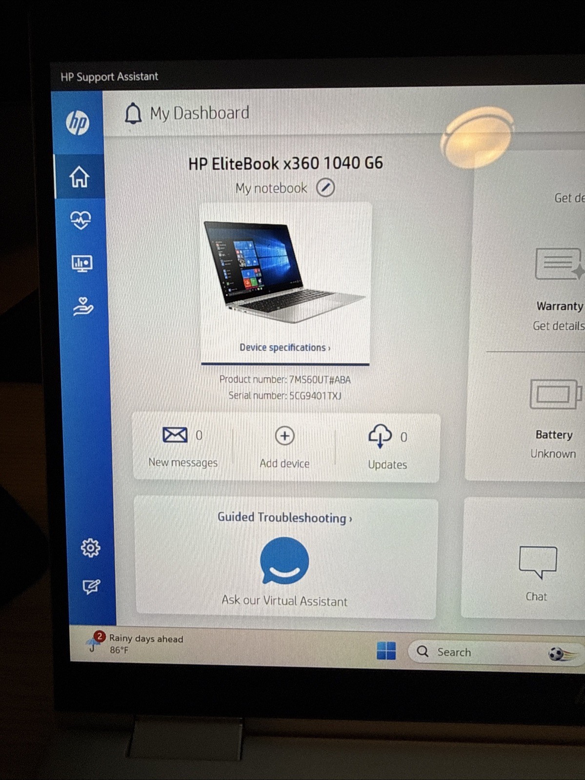 HP EliteBook x360 1040 G6 (Intel Core i5 8th Gen @ 1.60GHz, 8GB RAM, 256GB SSD)
