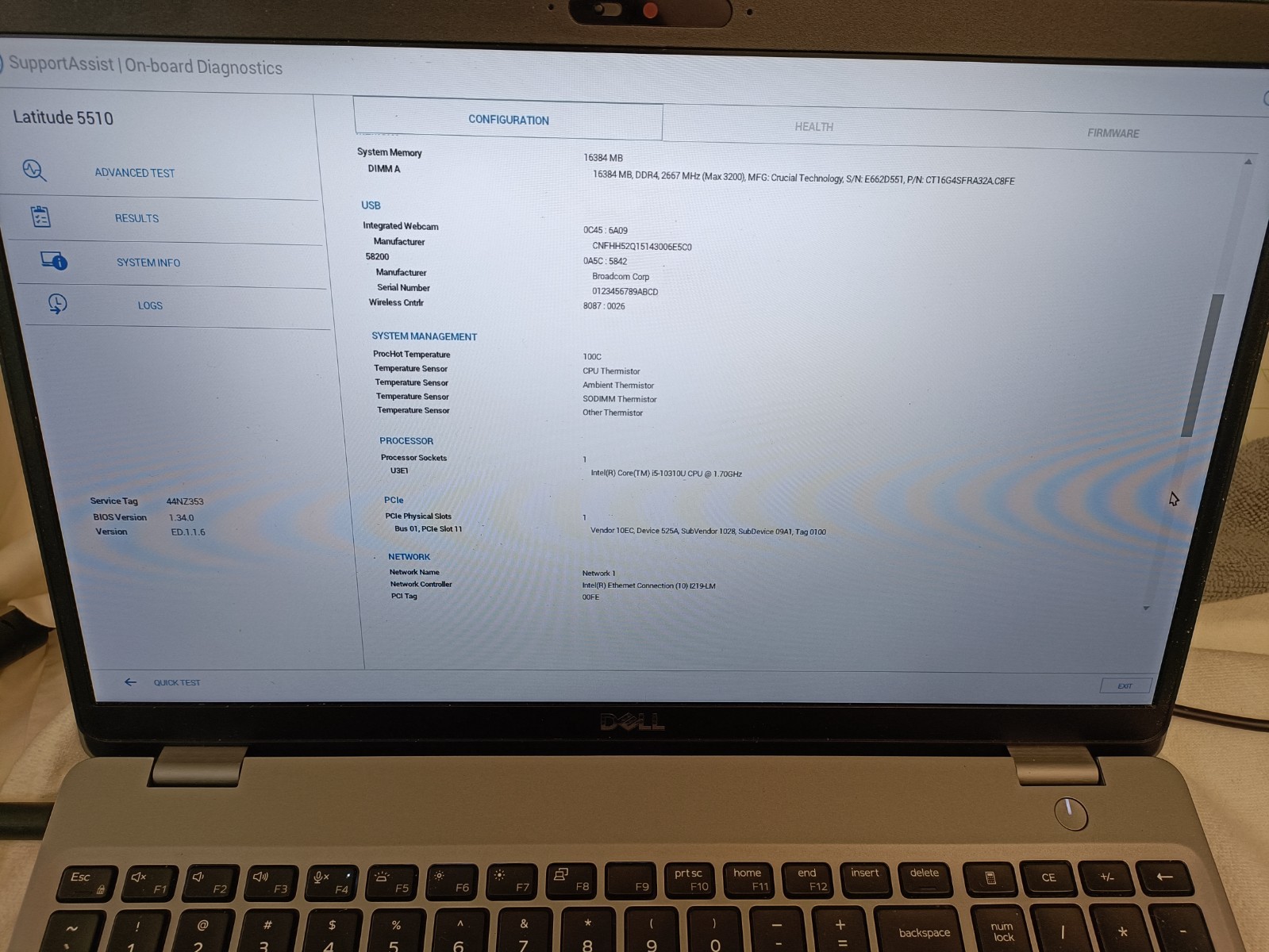 Dell Latitude 5510 15.6″ i5-10310U 16GB RAM WIN 11 Pro NO A/C NO SSD