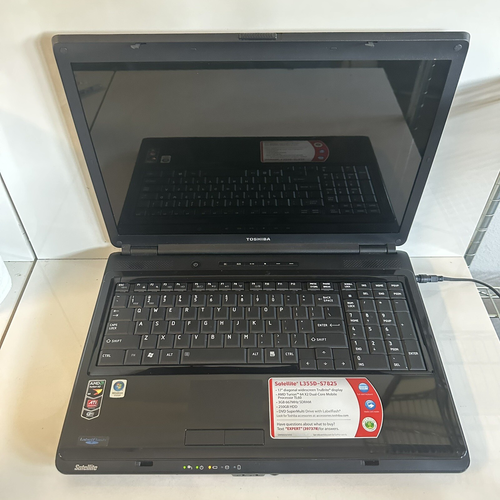 17.1” Toshiba Satellite L355D-S7825 Laptop Scraps/Salvage