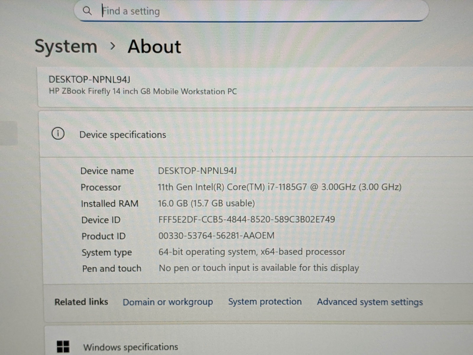 HP ZBook Firefly G8 14″ FHD i7-1185G7 3GHz 16GB 512GB SSD NVIDIA T500 W11Pro +PA