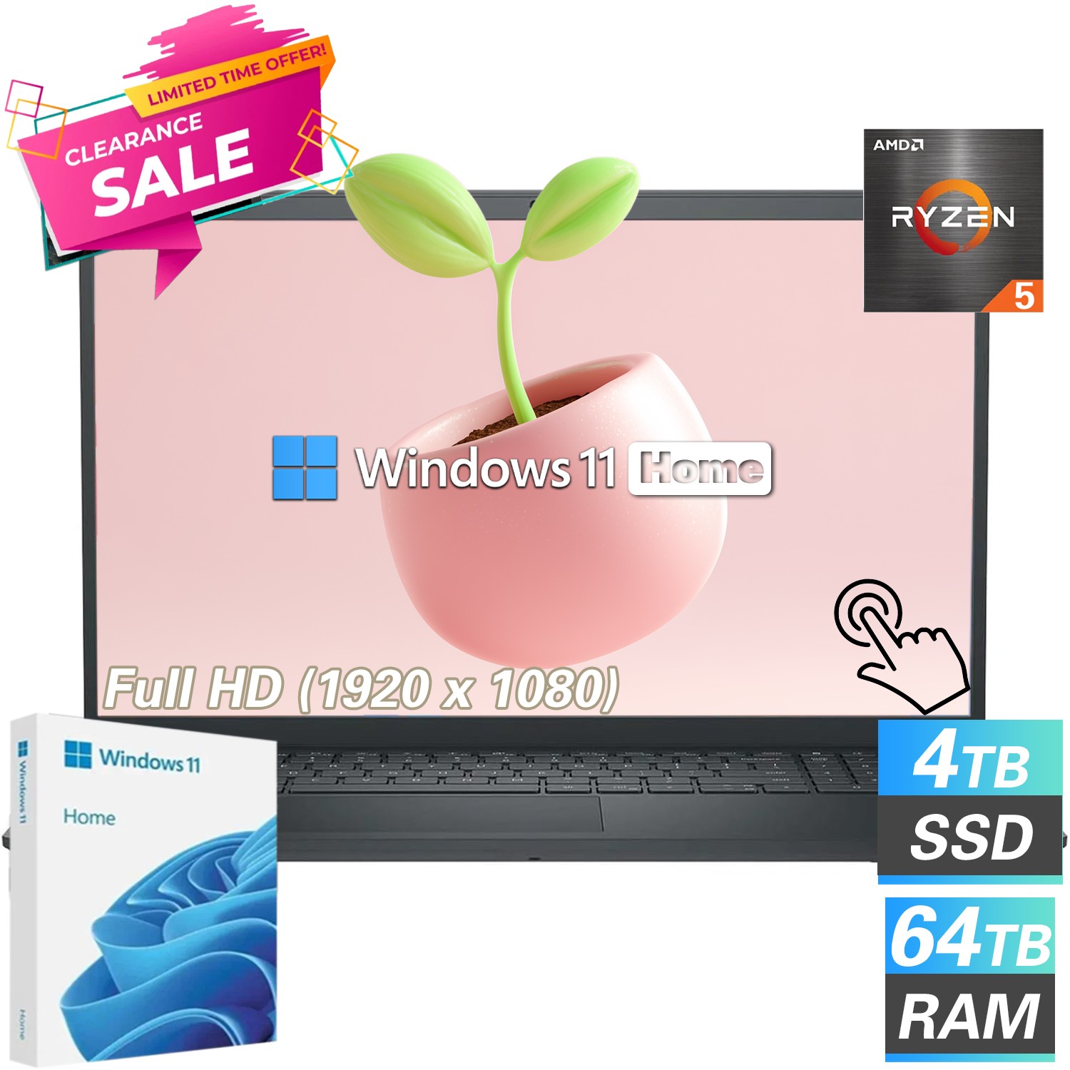 🎉Dell Inspiron Laptop 15.6″ FHD Touch Backlit AMD Ryzen 7 UPTO 64GB RAM 2TB SSD