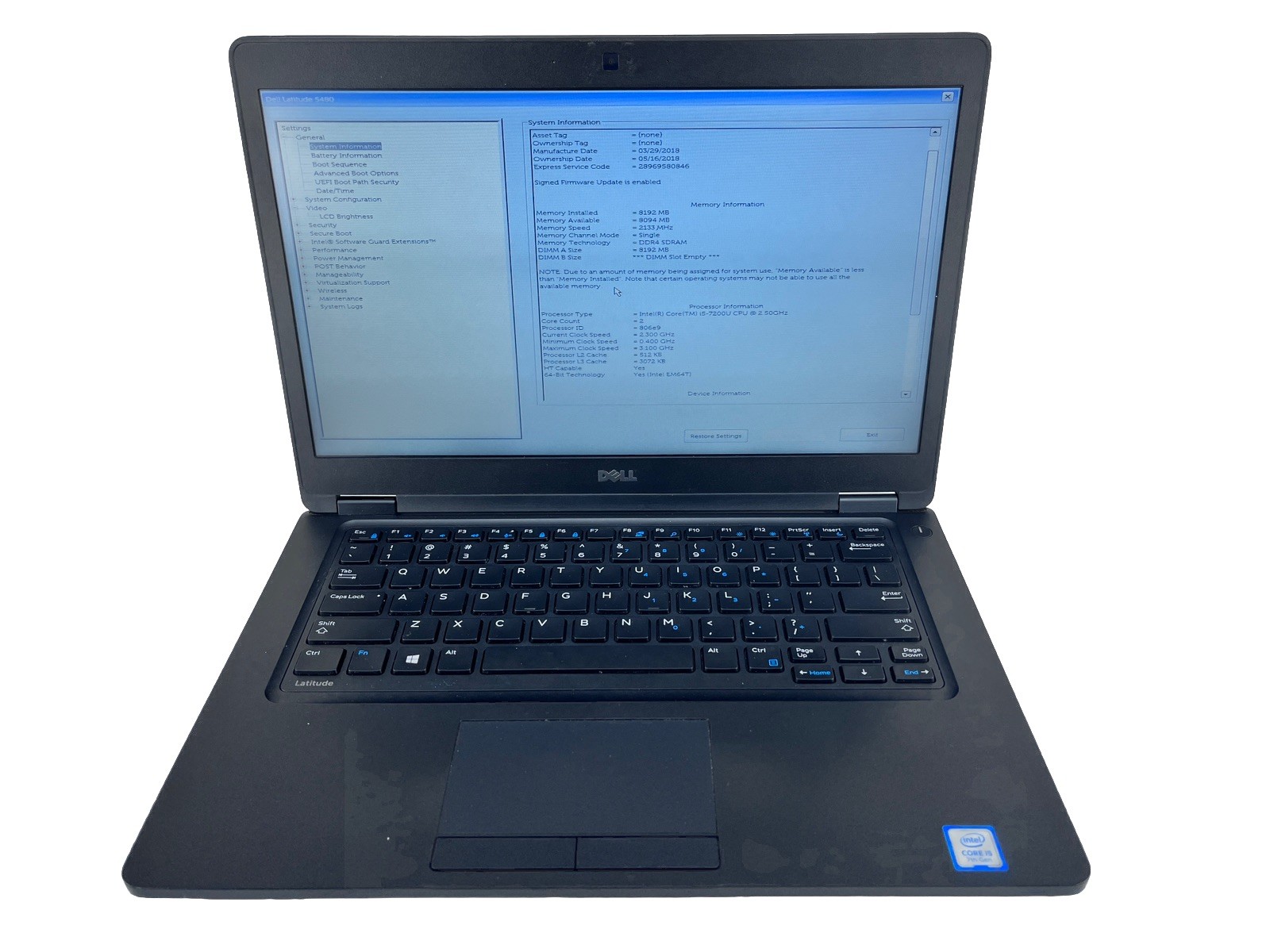 Dell Latitude 5480 14″ HD i5-7200U @ 2.5 GHz 8GB 500GB *Grade C*