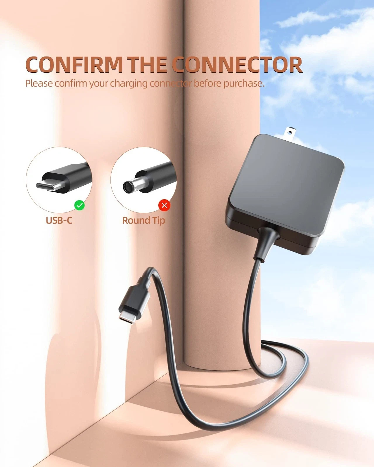 Asus Chromebook 45W USB C Fast Charger 7.5ft Cable UL Safety Compact