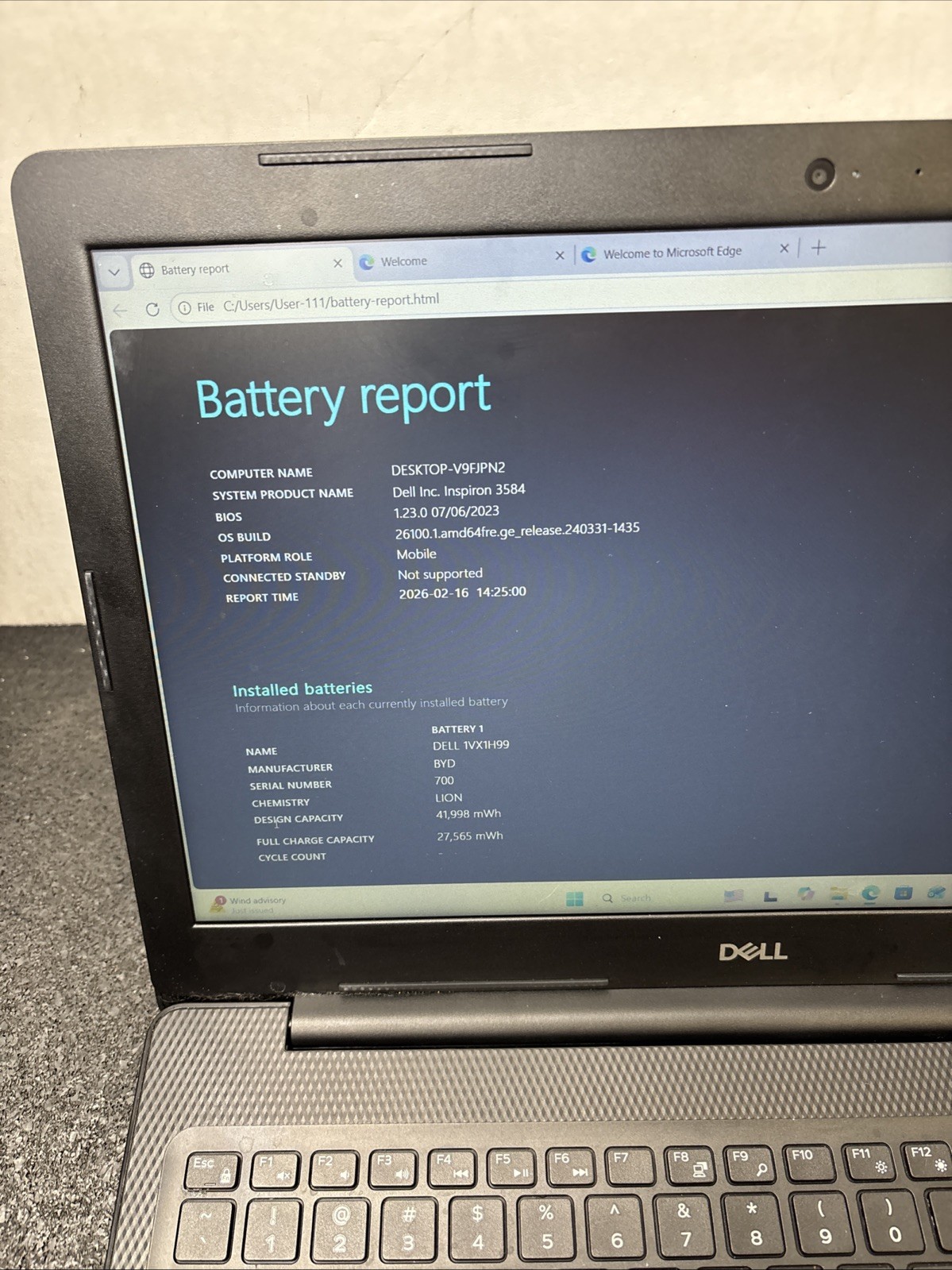 Dell Inspiron 3584 |15.4″| i3-7020U | 4GB Ram | 128GB SSD | WIN 11