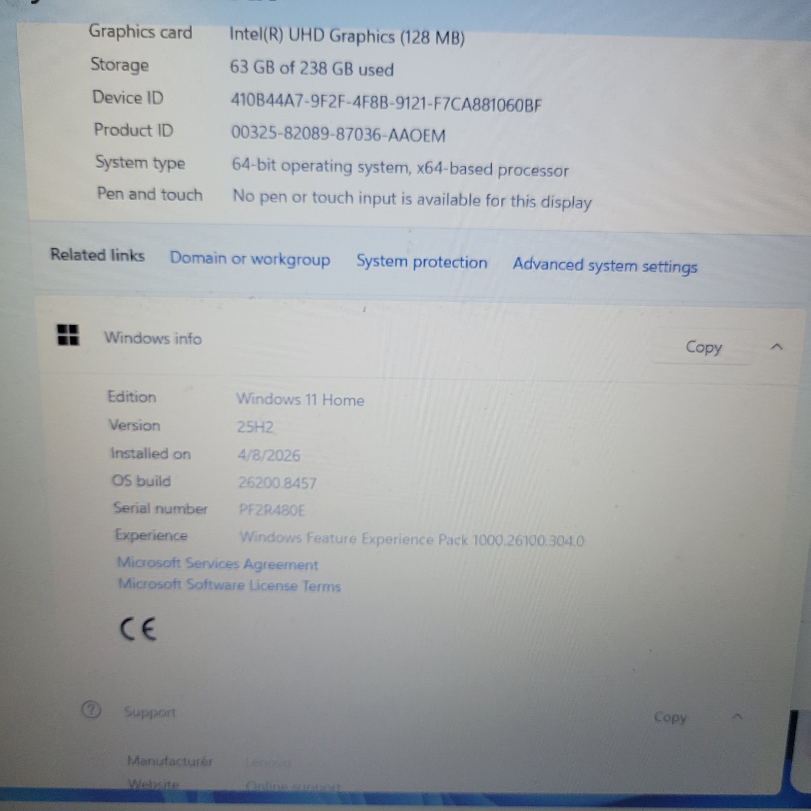 Lenovo ideapad 3-15ITL05 15″ I3-1115G4 256GB SSD 8GB W11 Webcam