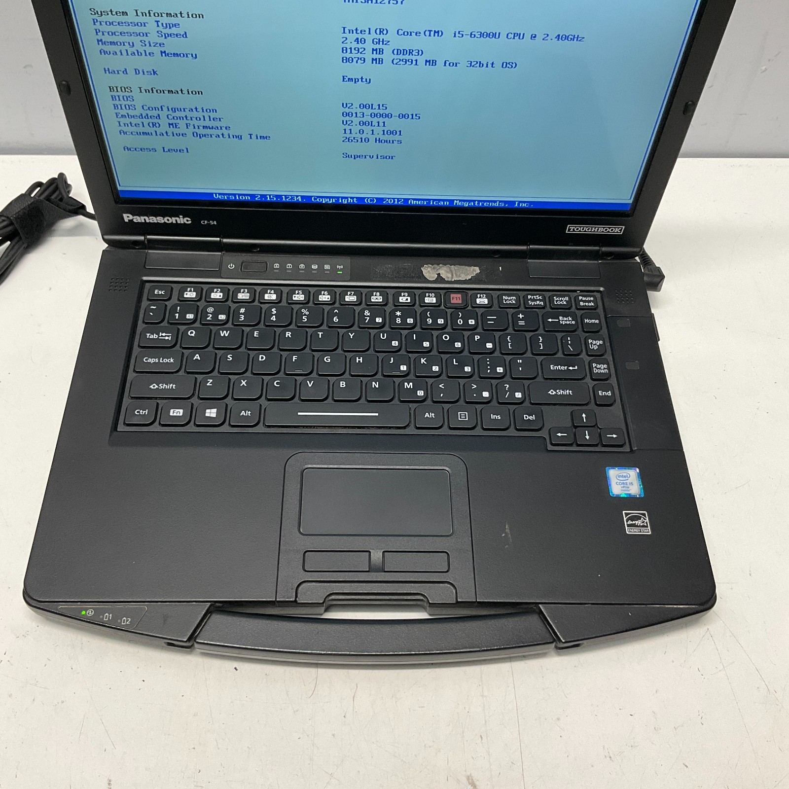 Panasonic Toughbook CF-54 i5-6300U@2.40GHZ 8GB RAM NO HDD NO OS NO CADDY NO BAT
