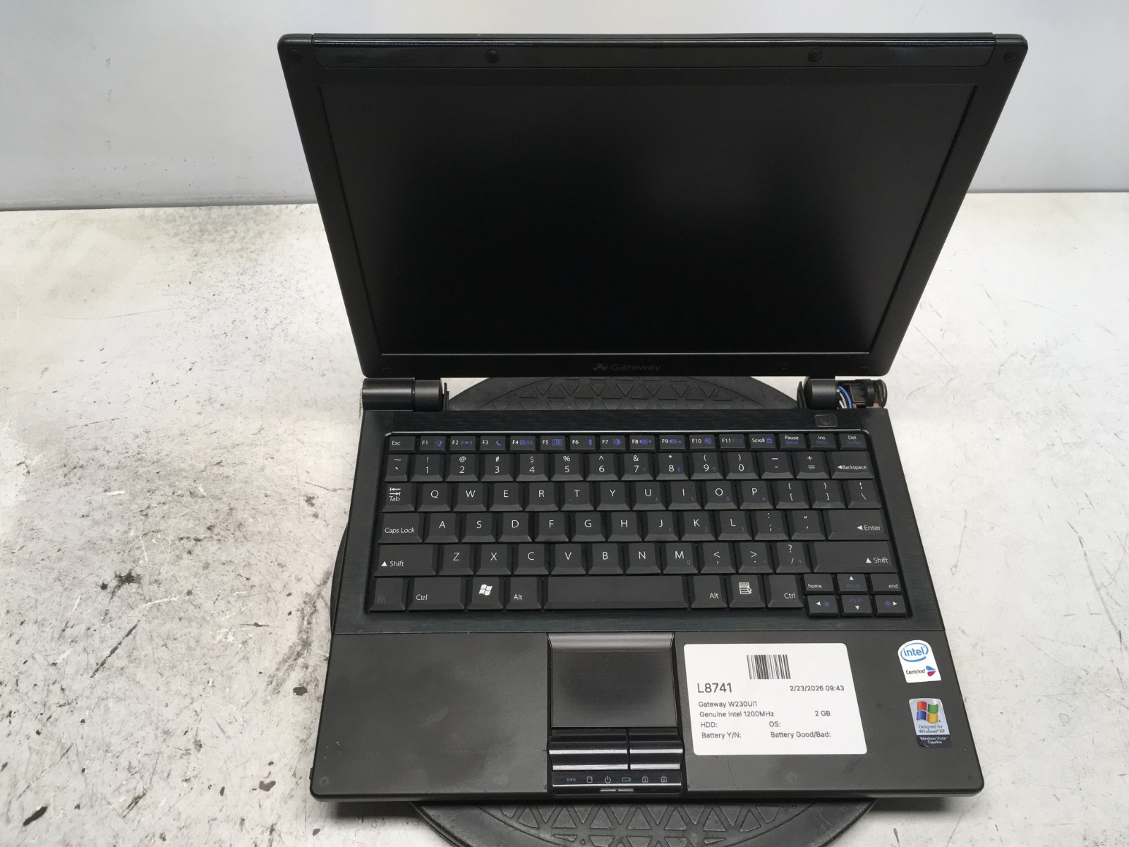 Gateway W230UI1 Intel Centrino 1.2GHz 2 GB NO HDD