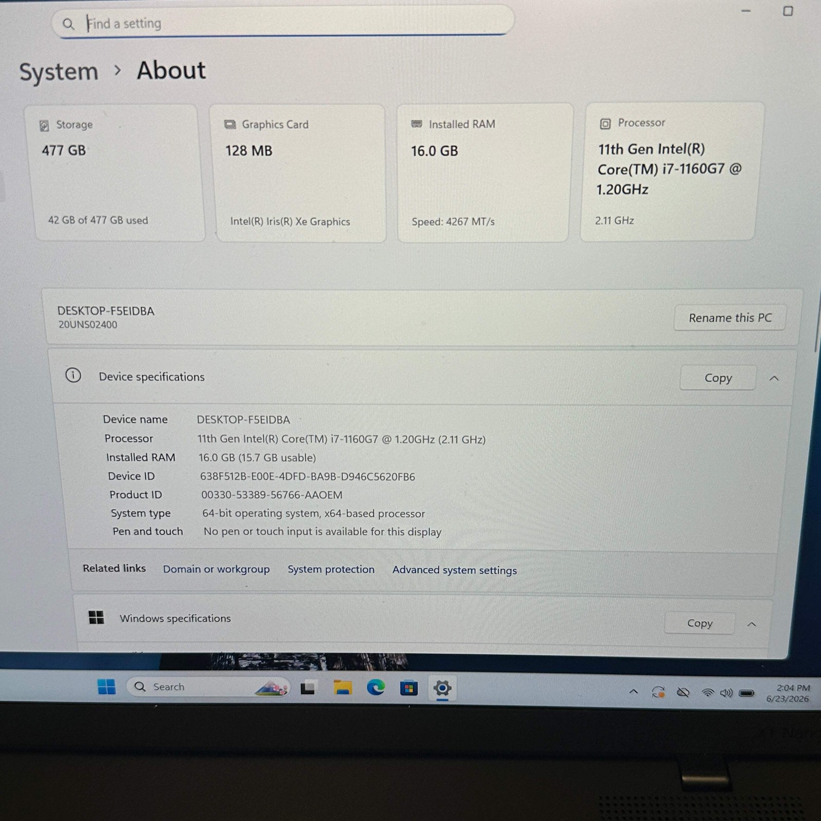 Lenovo ThinkPad X1 Nano Gen 1 13″ i7-1160G7 1.2GHz 16GB RAM 512GB SSD