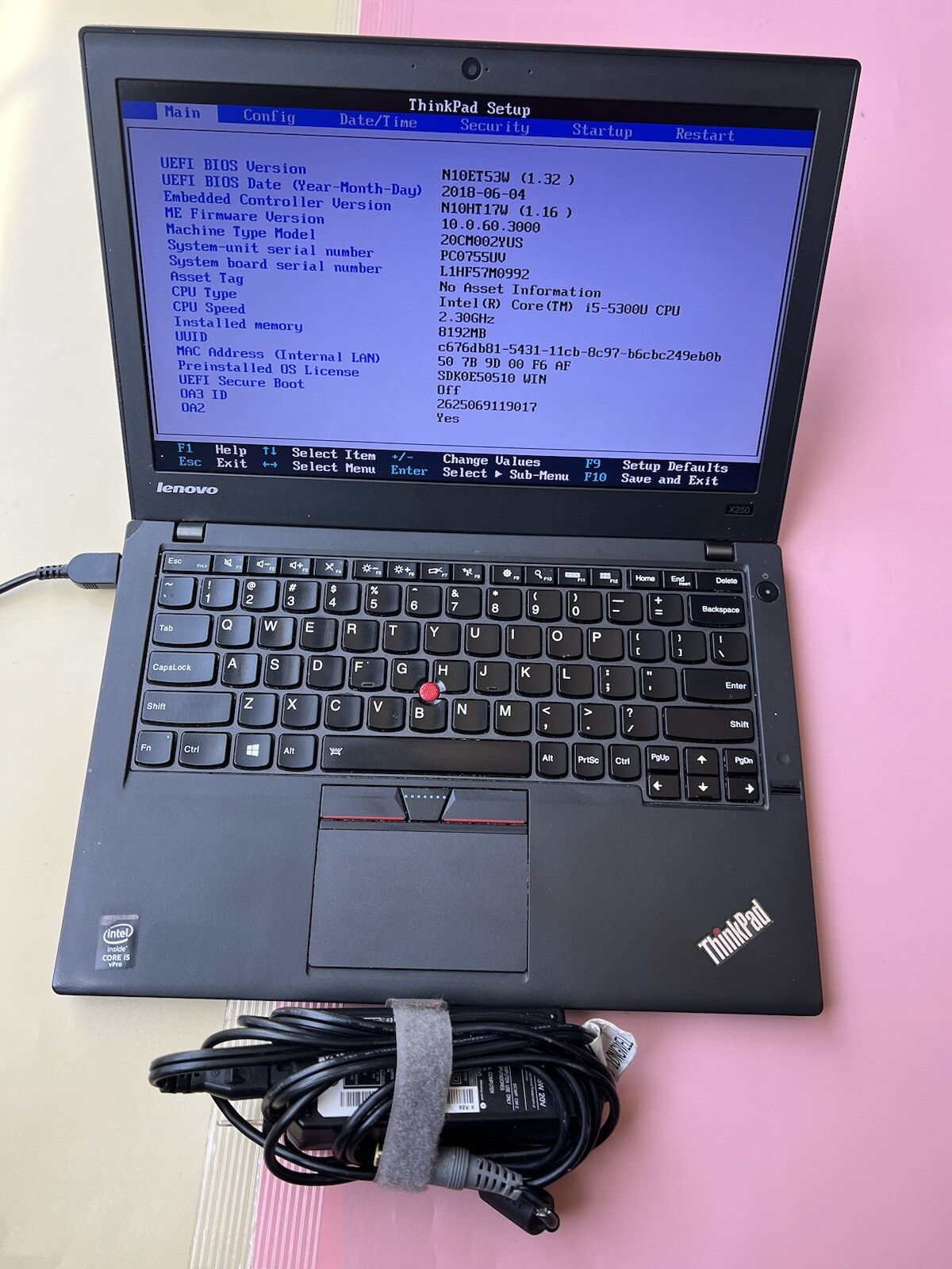 Lenovo Thinkpad X250 Core i5-5300U 8GB 500GB HDD WEBCAM BACKLIT BLUETOOTH
