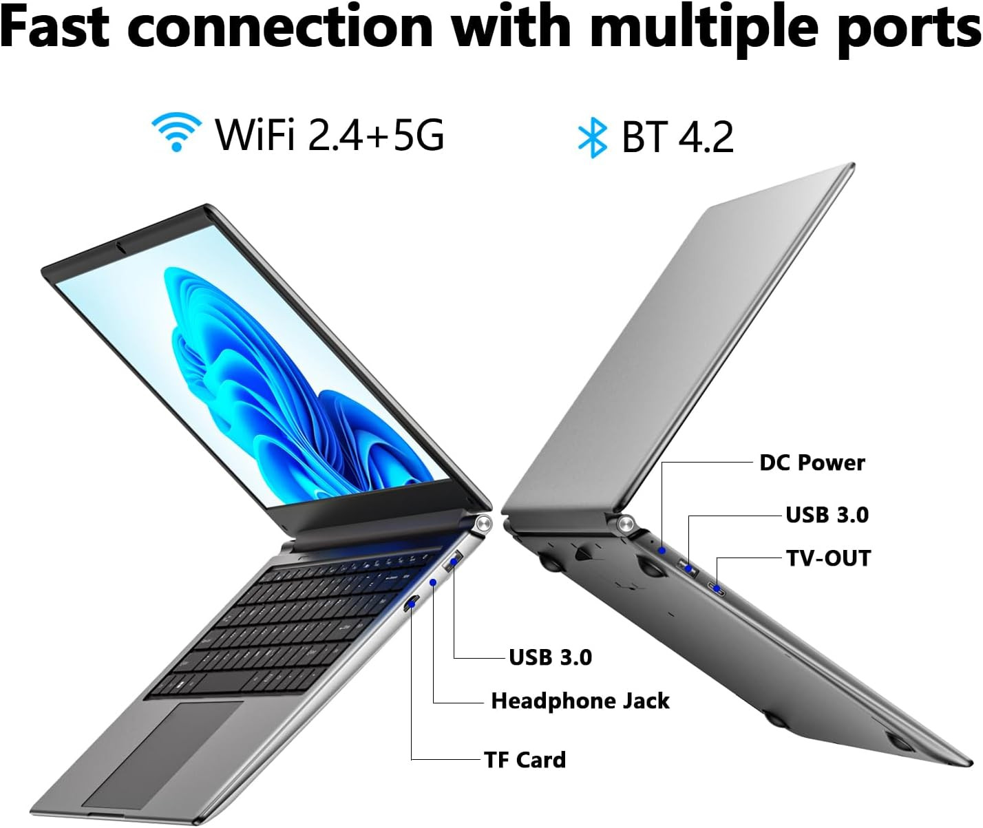 Laptop 16-Inch , 8GB DDR 256GB SSD Portable Laptop Computer, Expandable to 1TB,