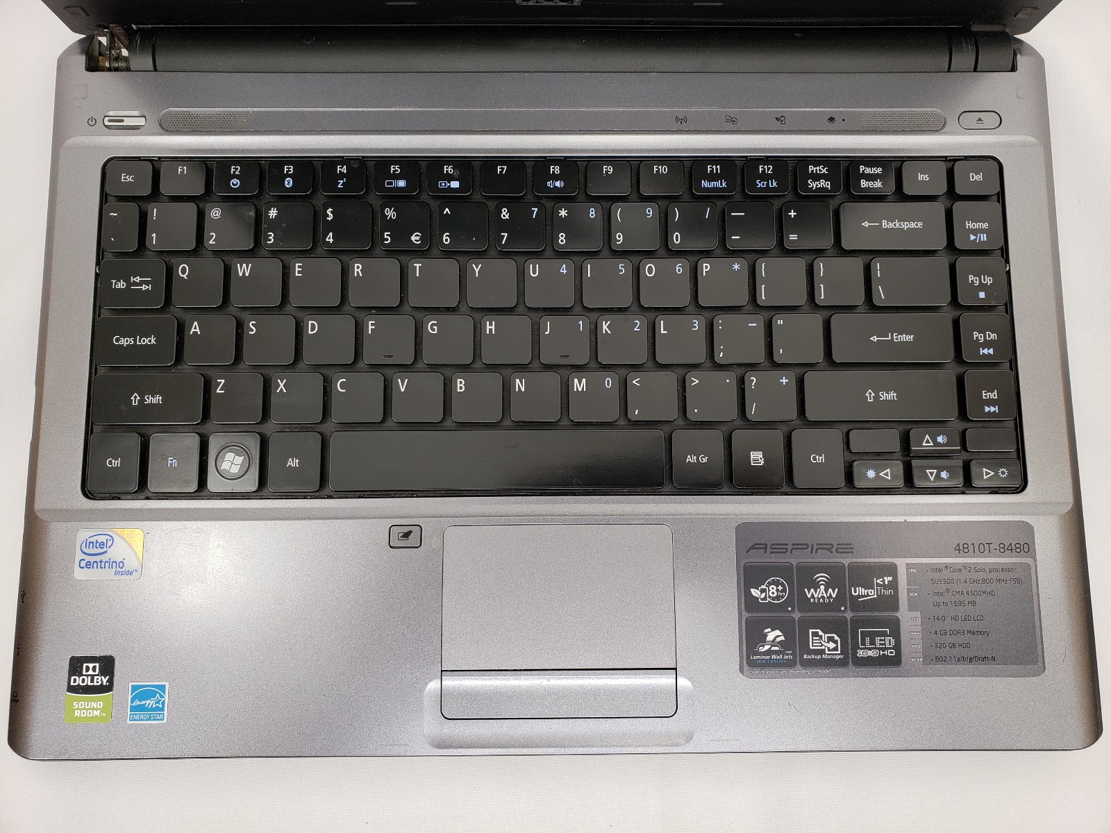 Acer Aspire 4810T-8480 14″ – Intel Core 2 U3500 @ 1.40GHz – TESTED – WORKING