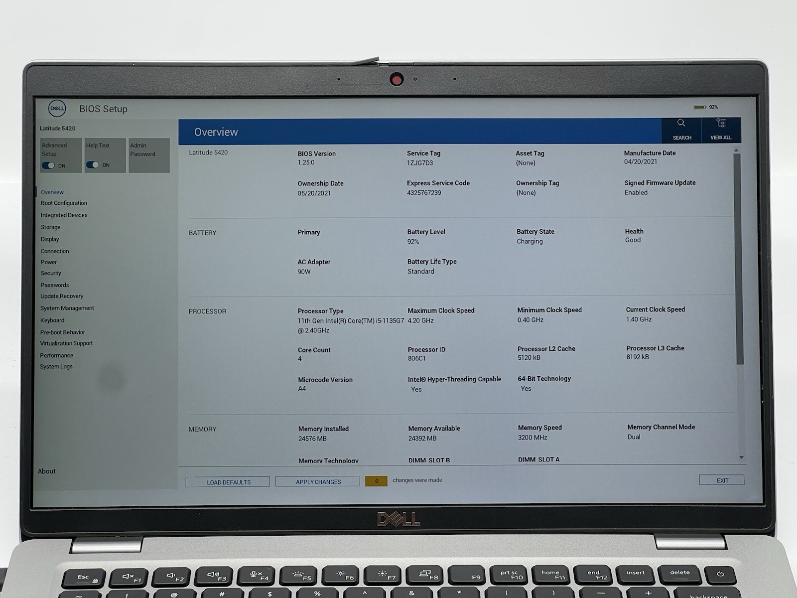 Dell Latitude 5420, i5-1135G7, @ 2.40GHz, 24GB RAM, 256GB NVMe-No OS/Charger
