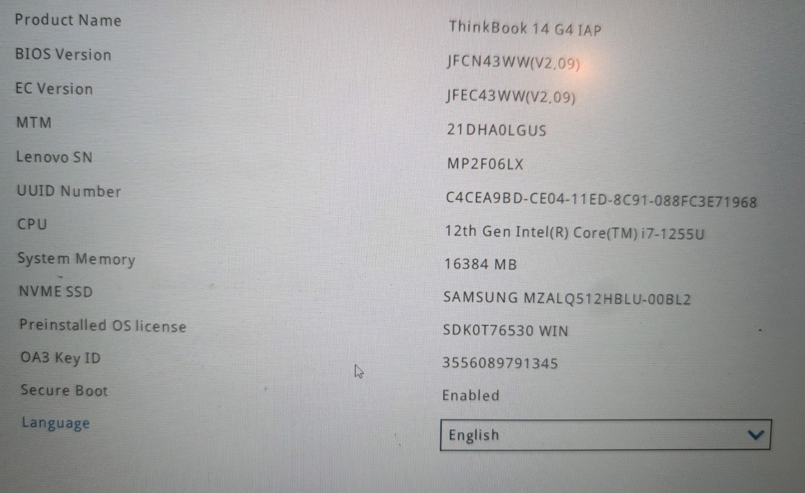 Thinkbook 14 G4 IAP W/ 12th Gen I7 + 16GB RAM Includes OEM Charger