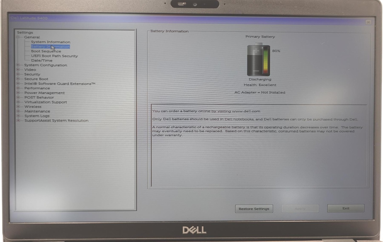 Dell Latitude 5400 14″ Core I7-8665U 1.90GHz 16GB 256GB SSD Laptop